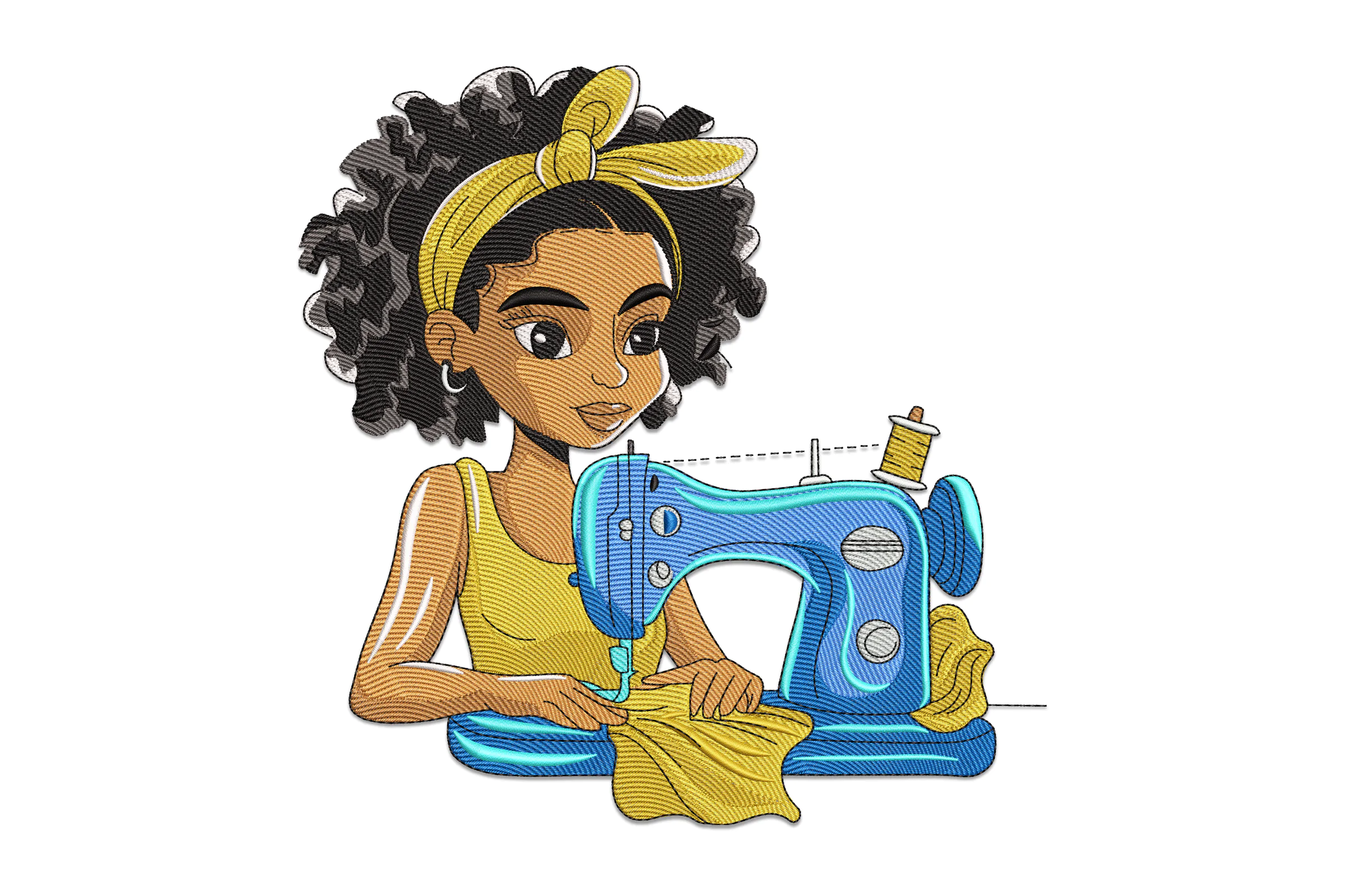 Sewing Girl Embroidery Design