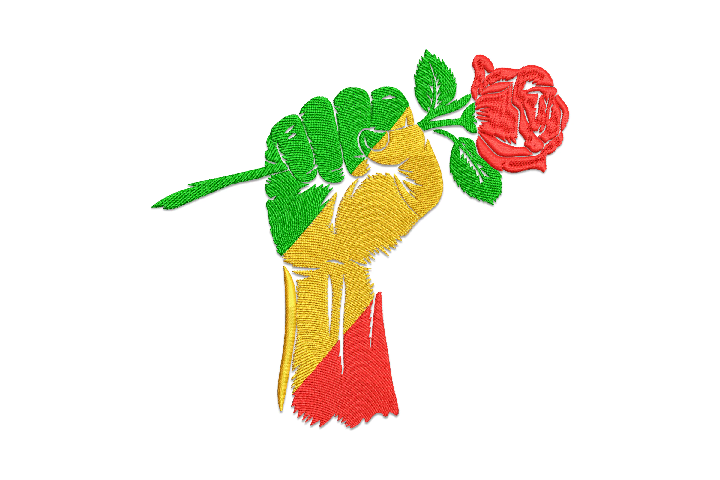 Fist Hand with Rose Embroidery Design