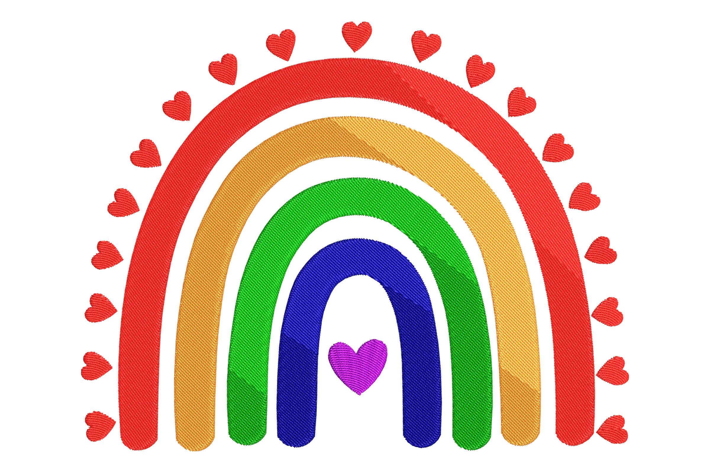 Rainbow with Hearts Embroidery Design Pattern