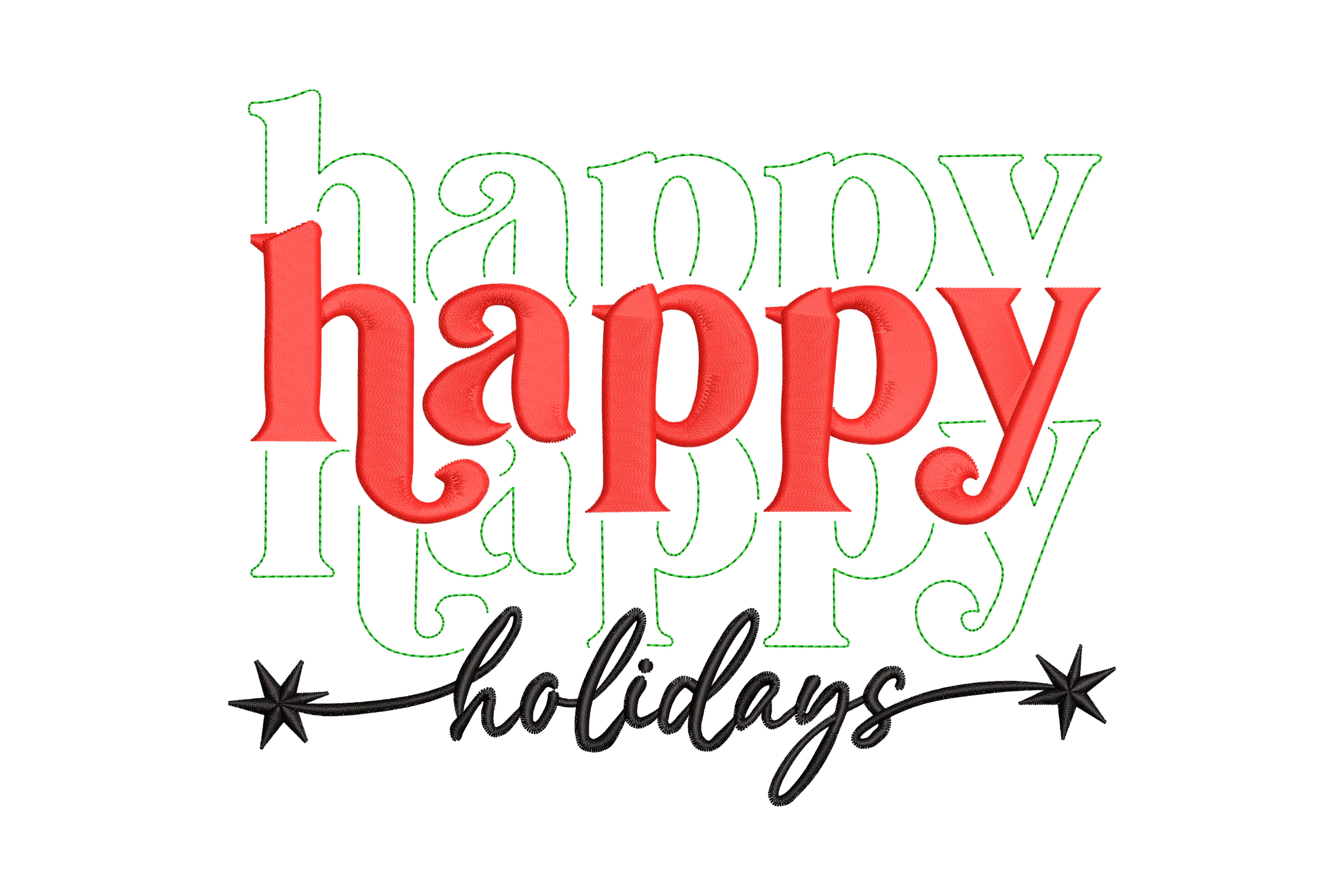 Happy Holidays Embroidery Design File