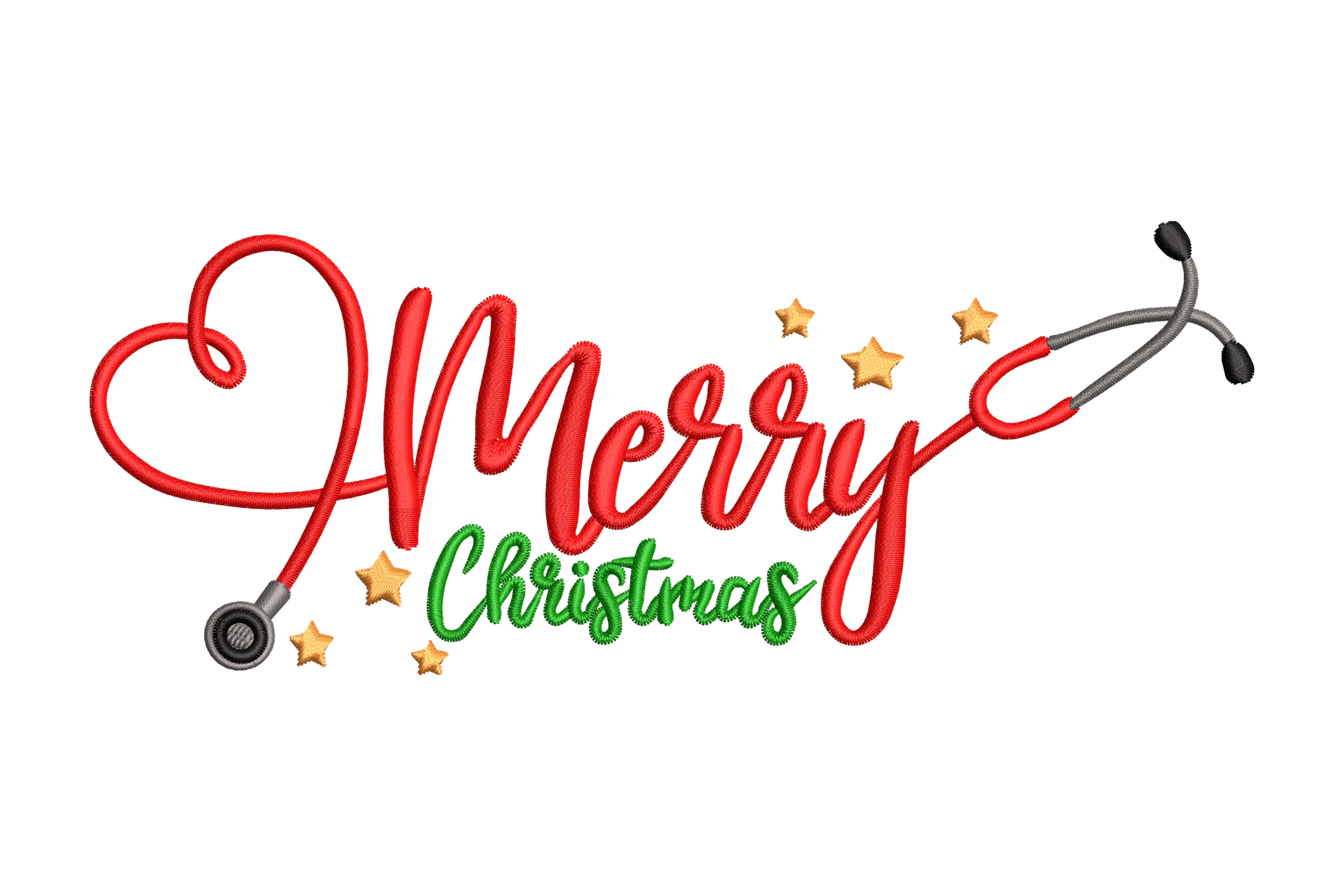 Merry and Bright Stethoscope Embroidery Design
