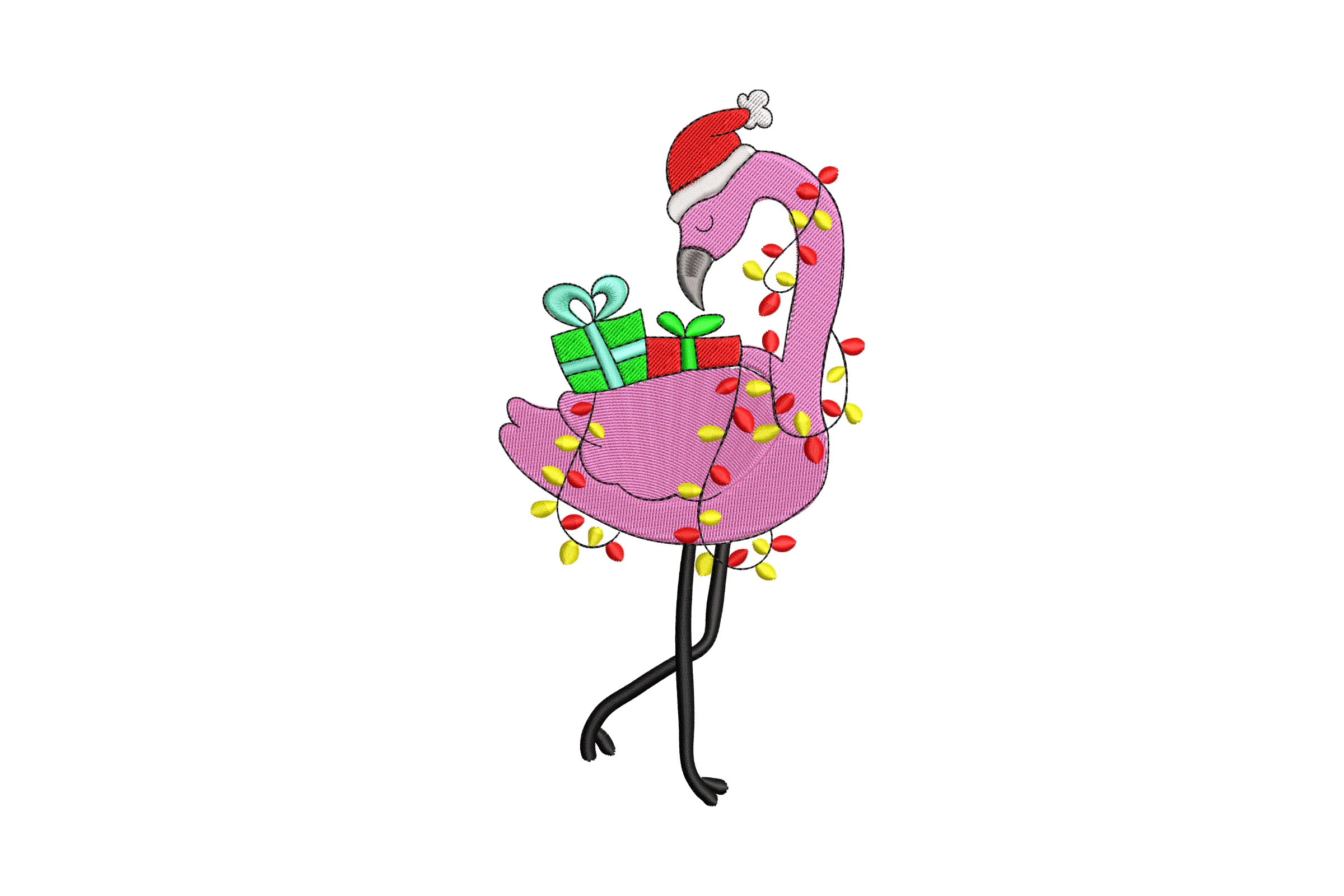 Christmas Flamingo Embroidery Design
