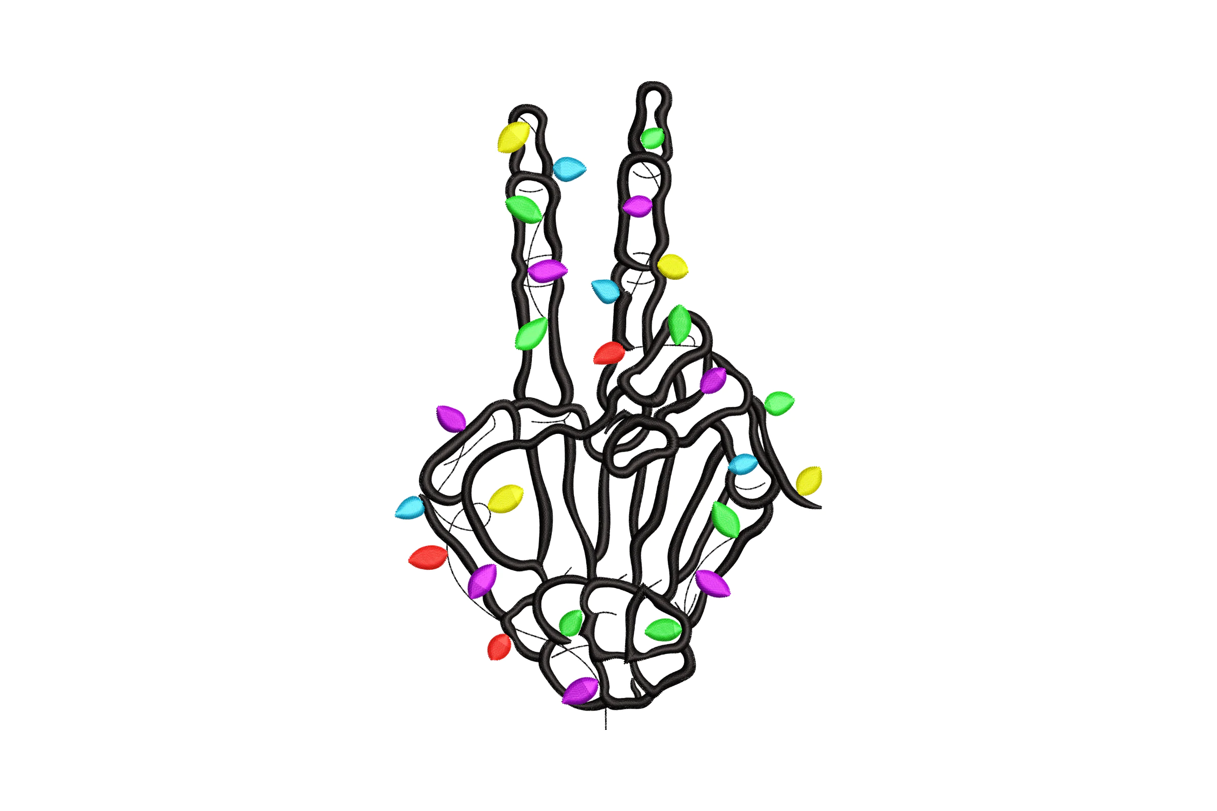 Rock On Skeleton Christmas Embroidery Design