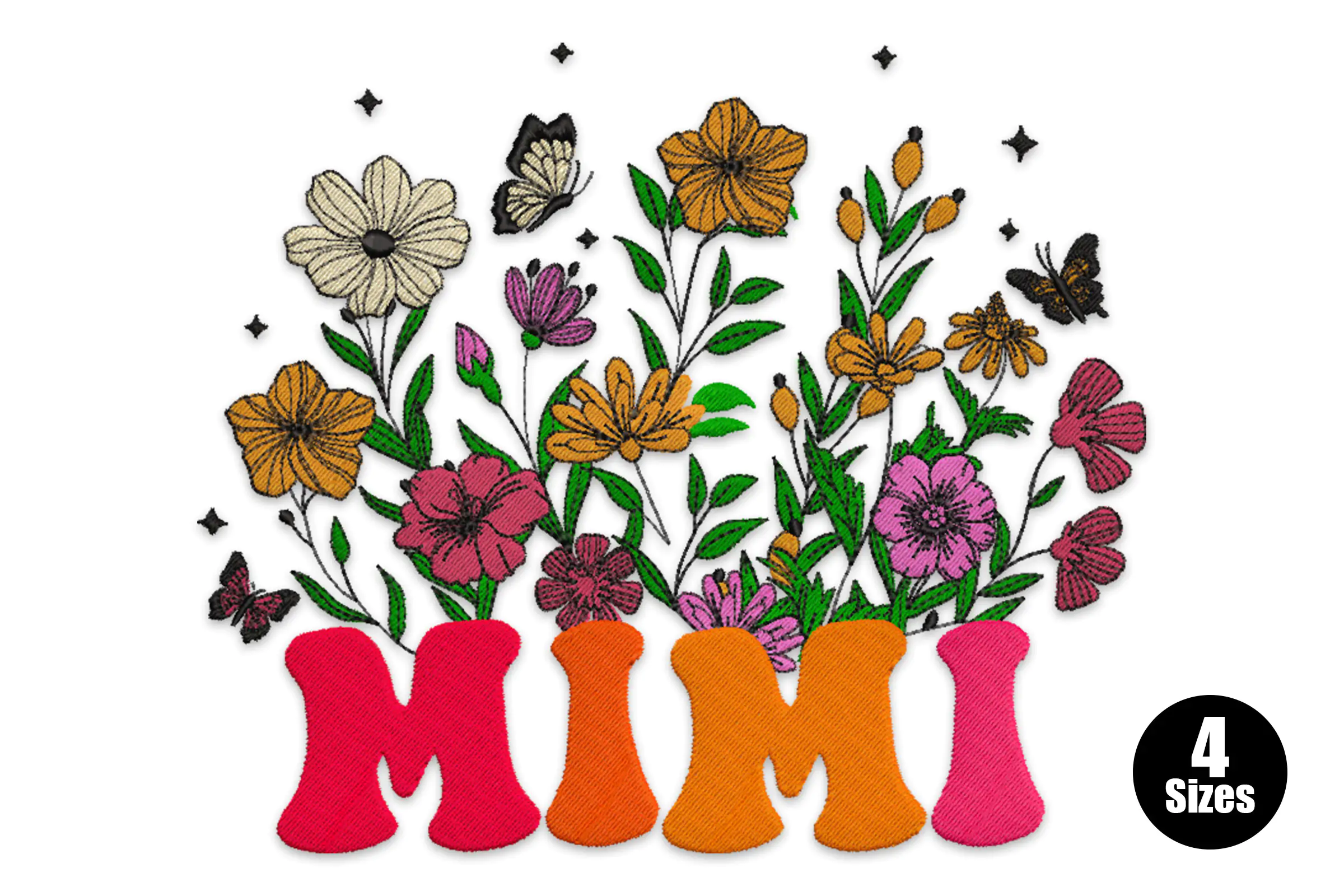 Machine Embroidery Design MAMA in Floral