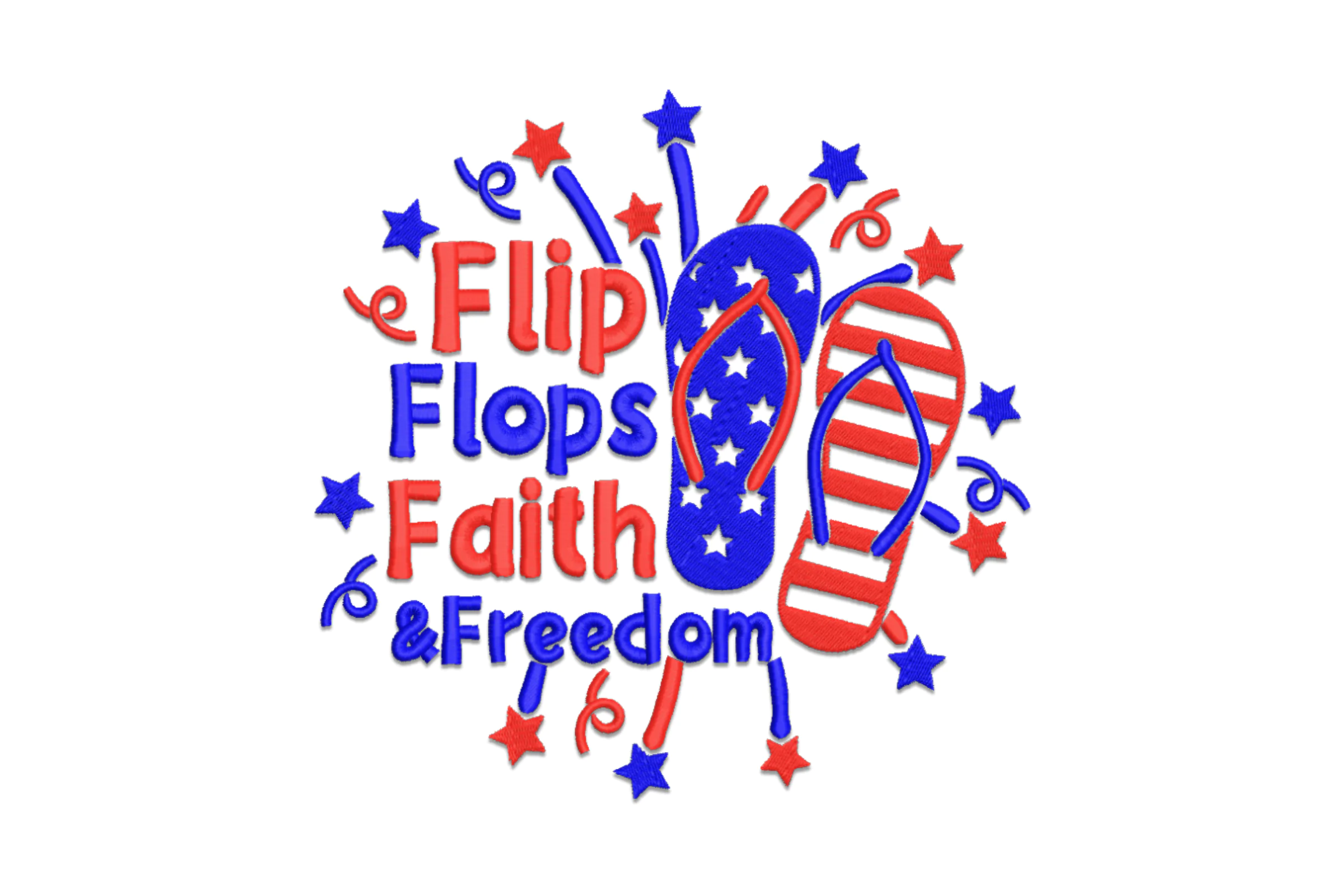 Flip Flops Faith Freedom Embroidery Design