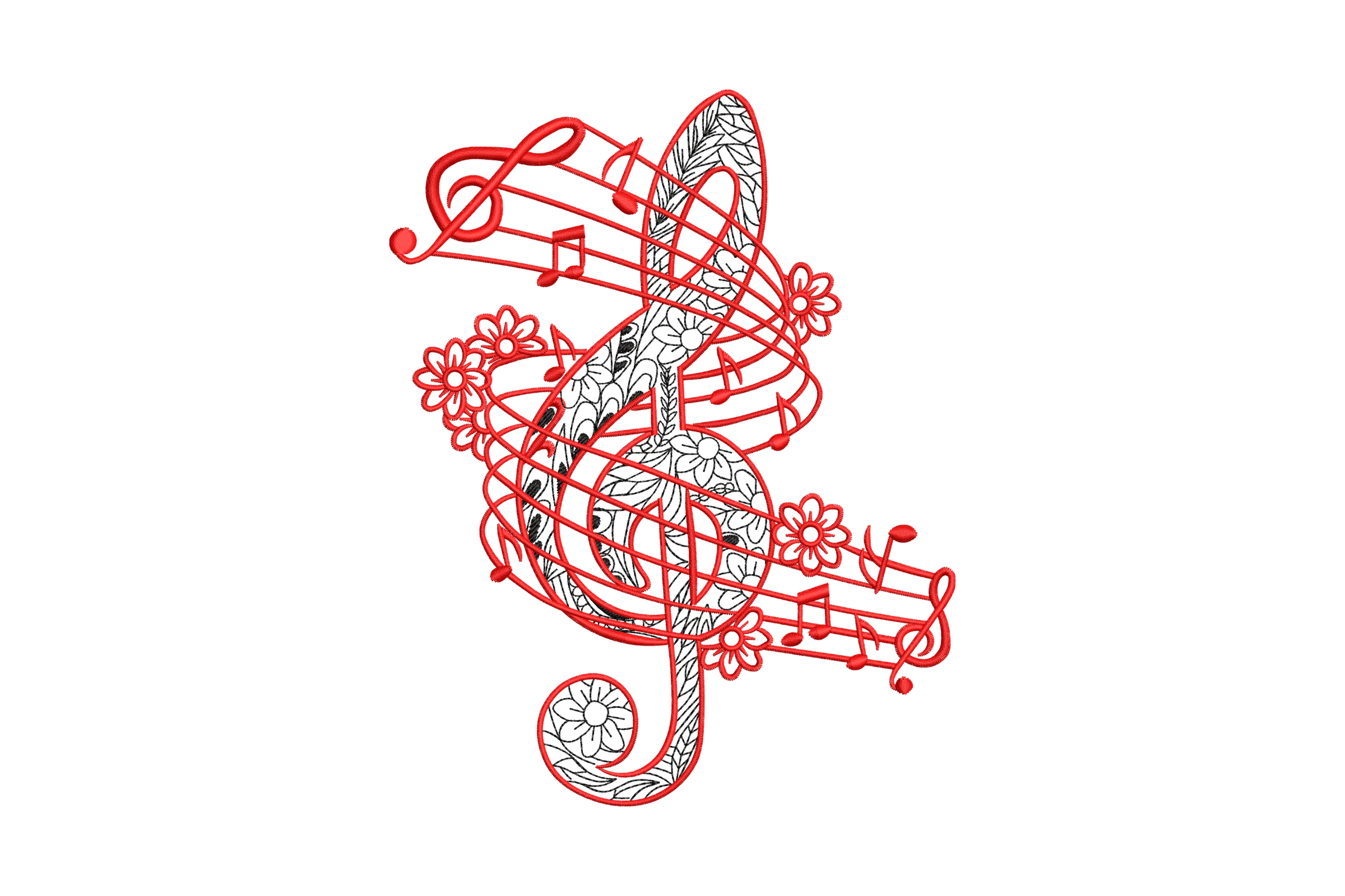 Musical Treble Clef Embroidery Design