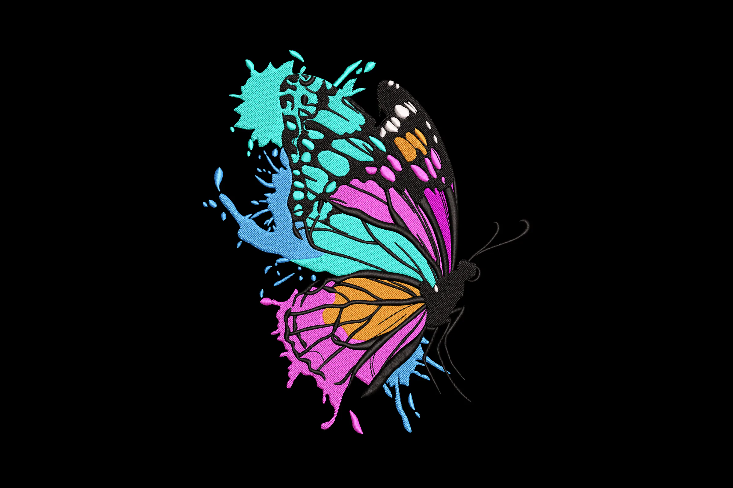 Glowing Butterfly Embroidery Design