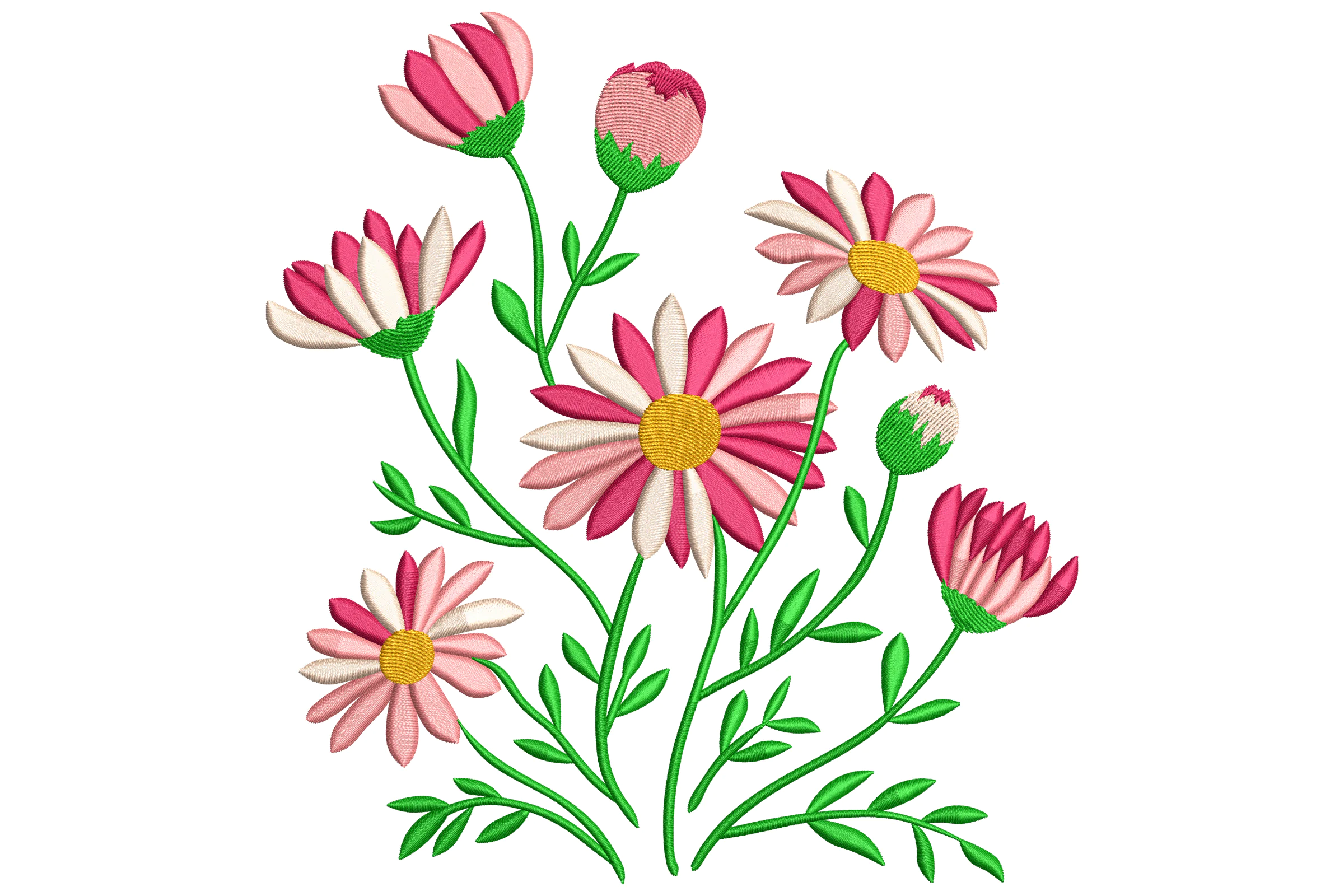 Pink Daisy Floral Machine Embroidery Design