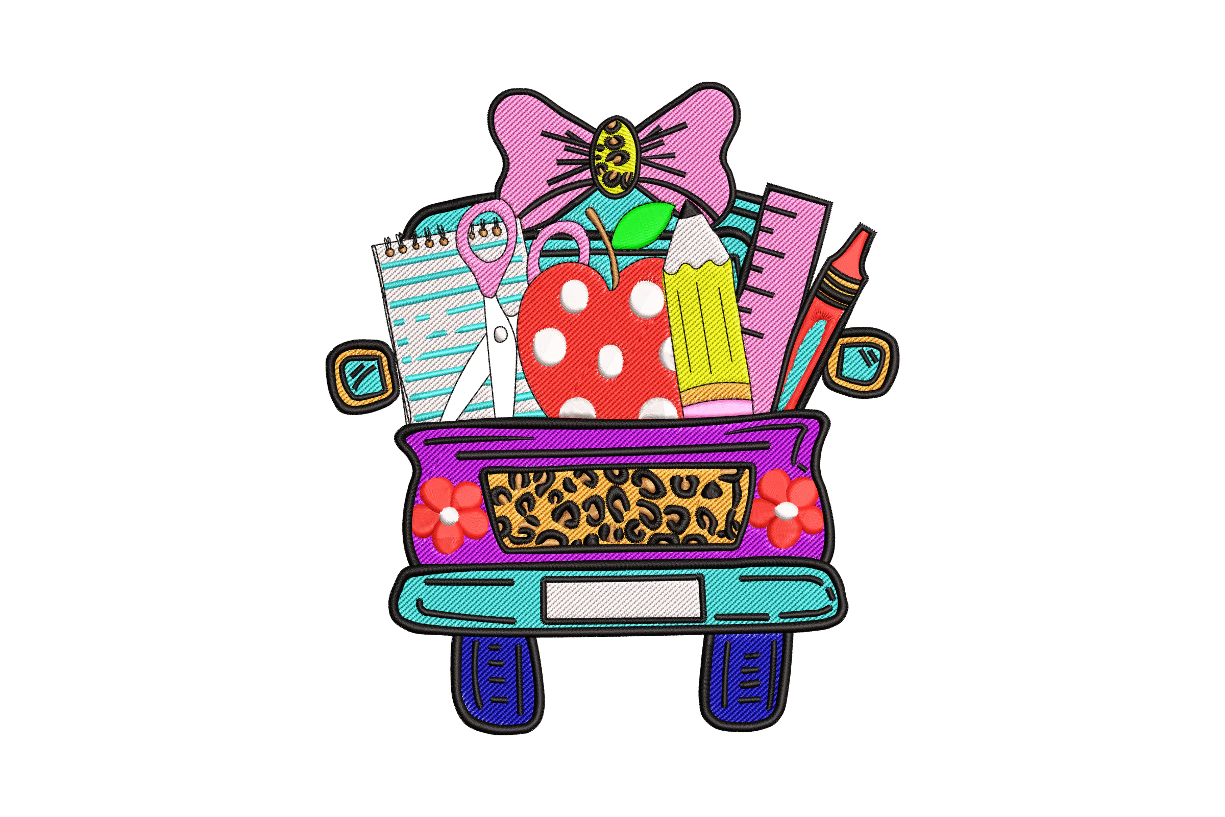 Back to School Truck Embroidery Design