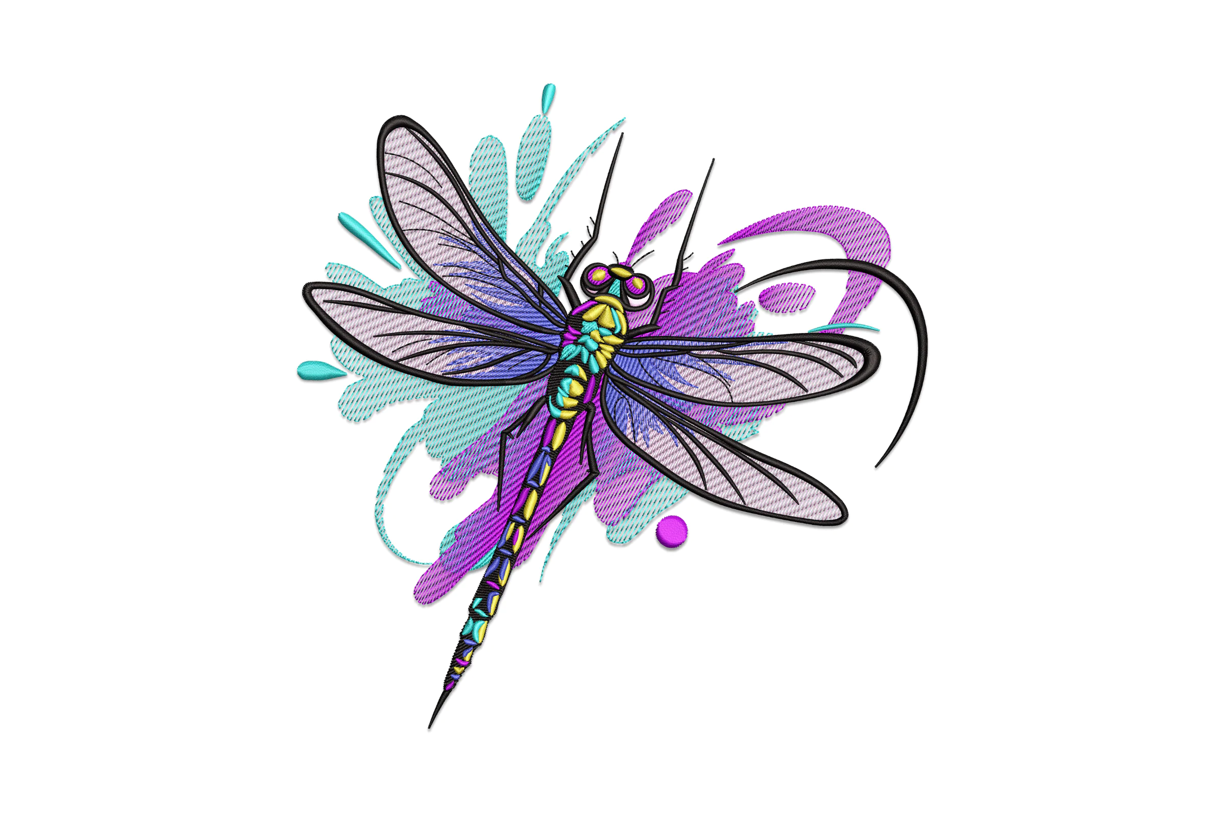Colorful Dragonfly Embroidery Design