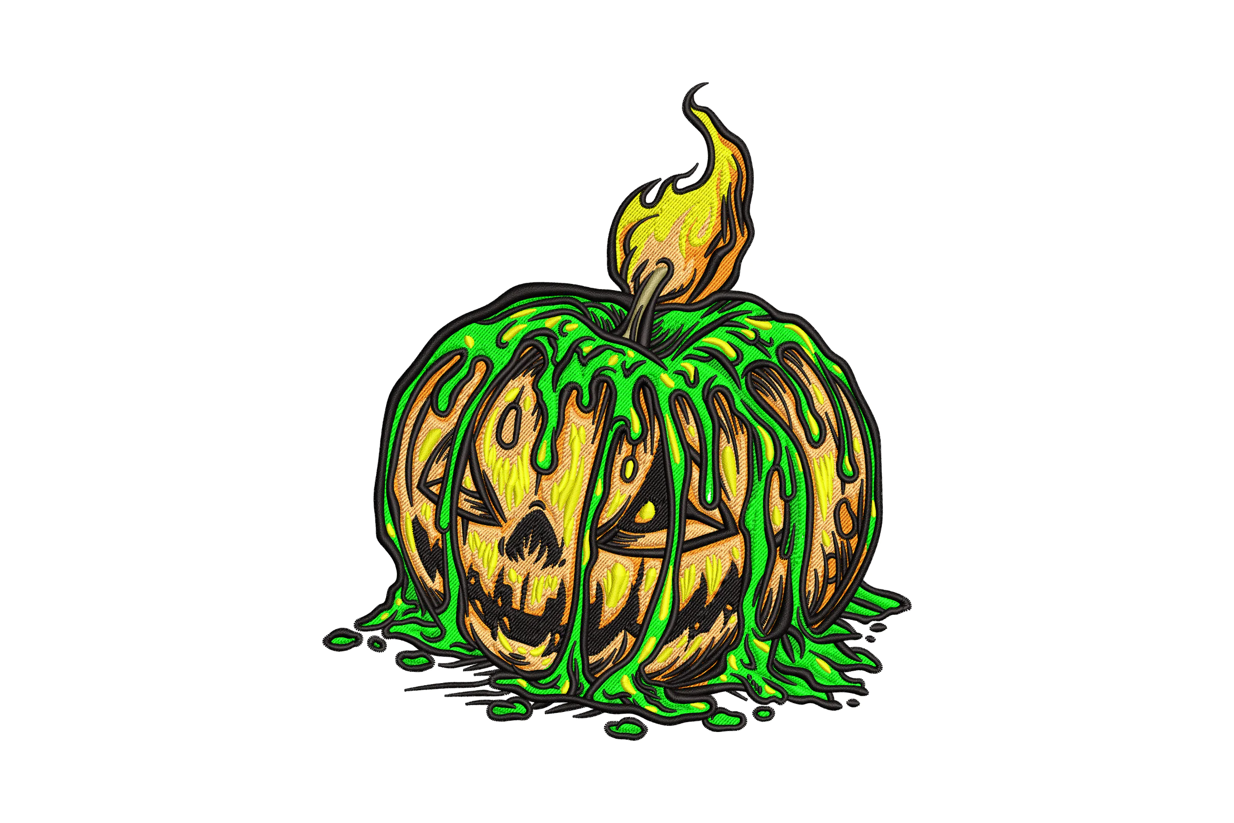 Creepy Halloween Pumpkin with Slime Embroidery Design