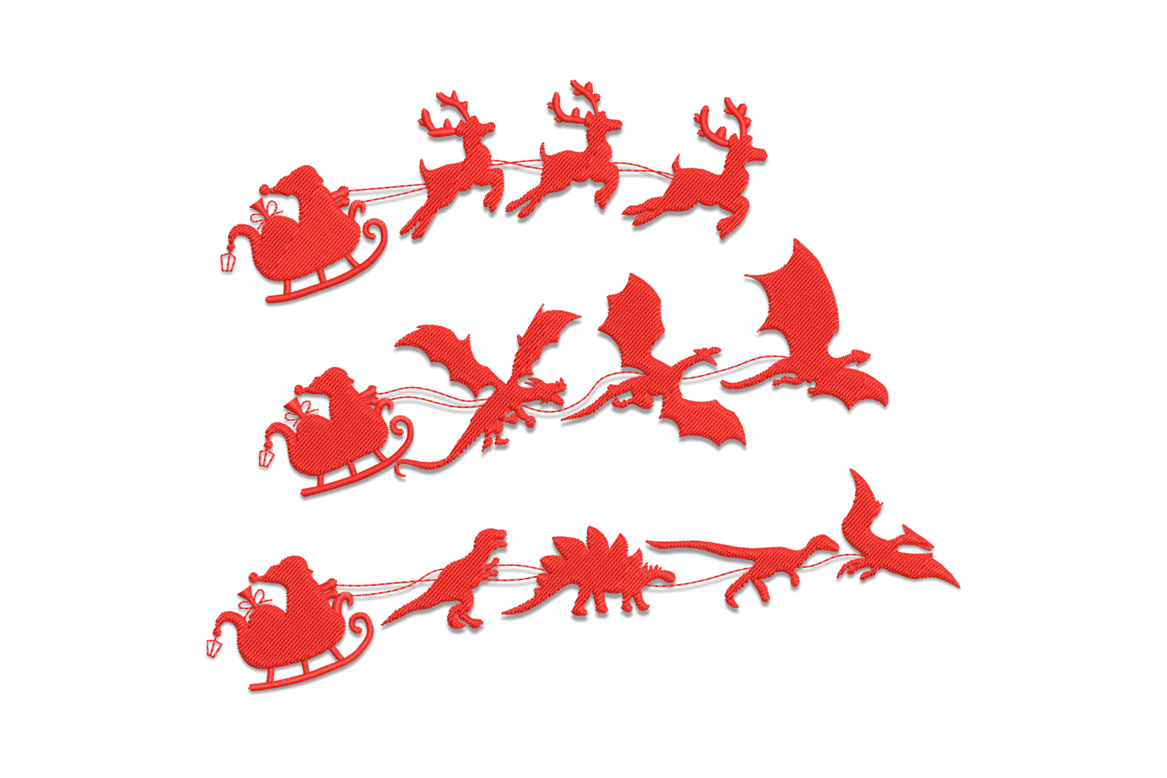 Santa Claus Sleigh Embroidery Design