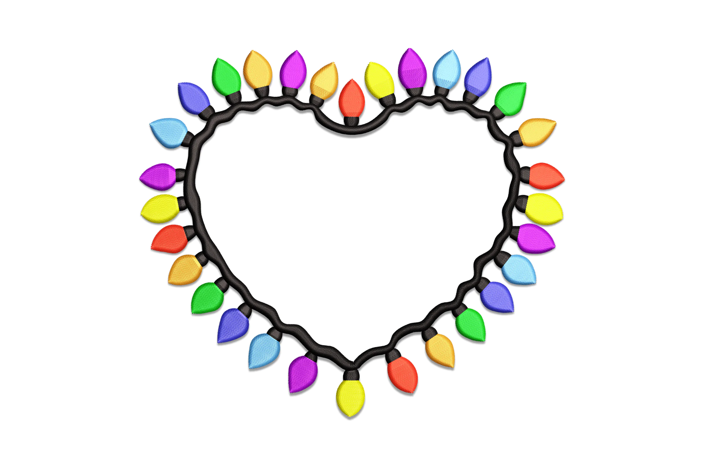 Christmas Lights Heart Embroidery File