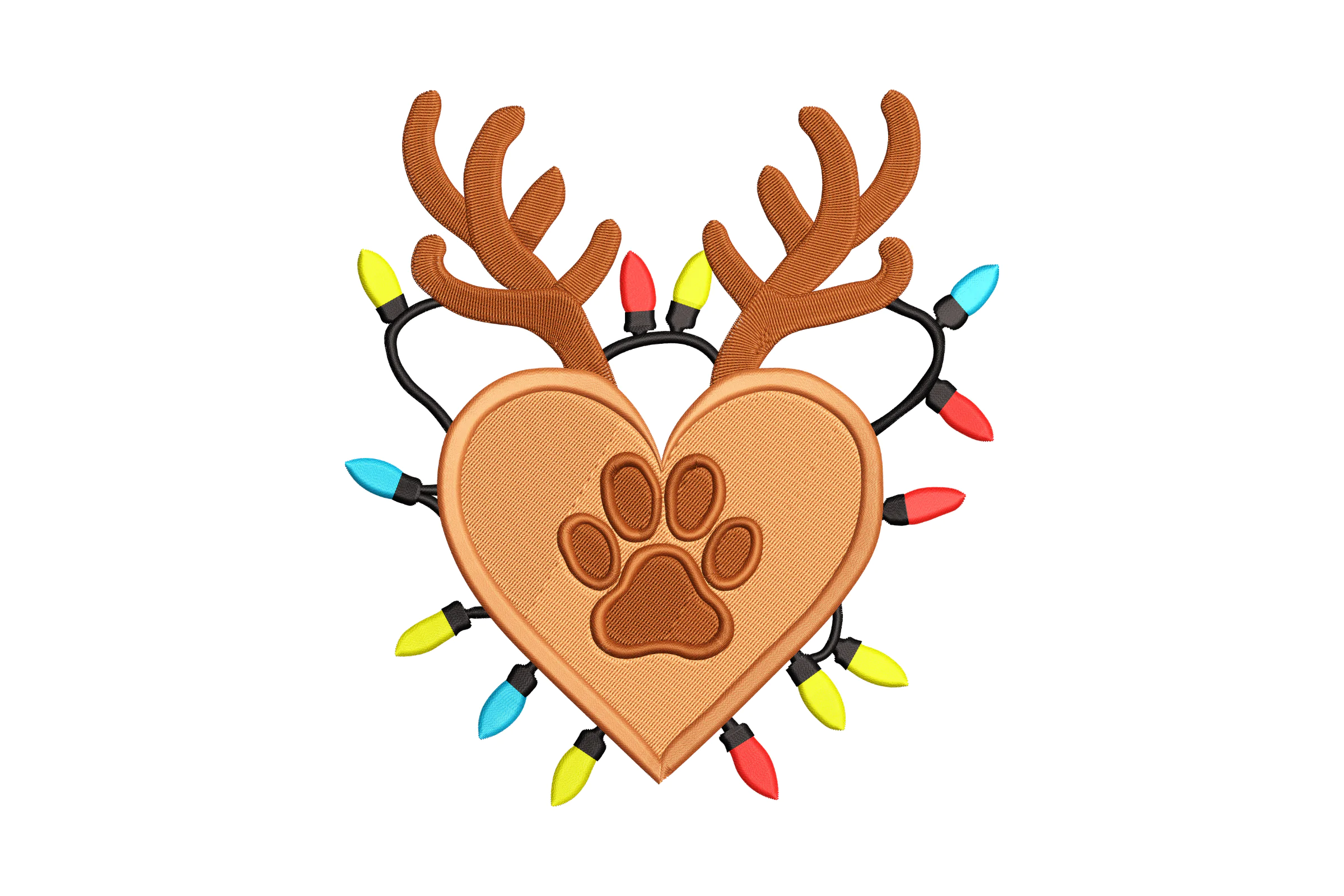 Paw Prints Heart Christmas Embroidery Pattern