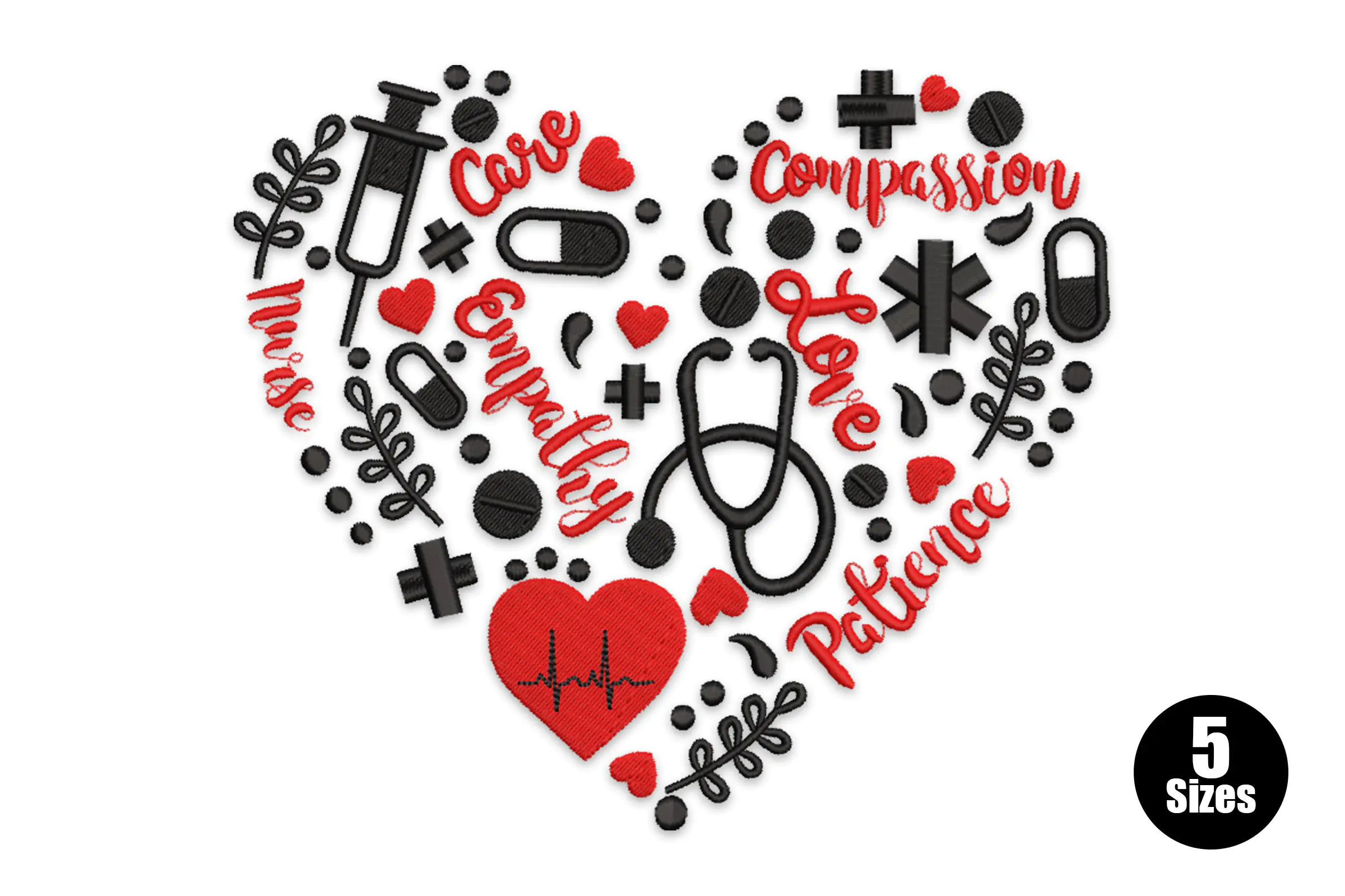 Nurse Heart Embroidery Design