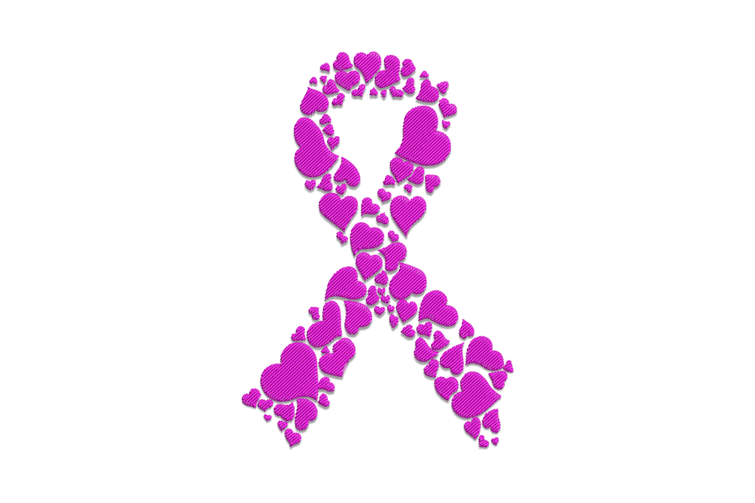 Cancer Ribbon Hearts Embroidery Design