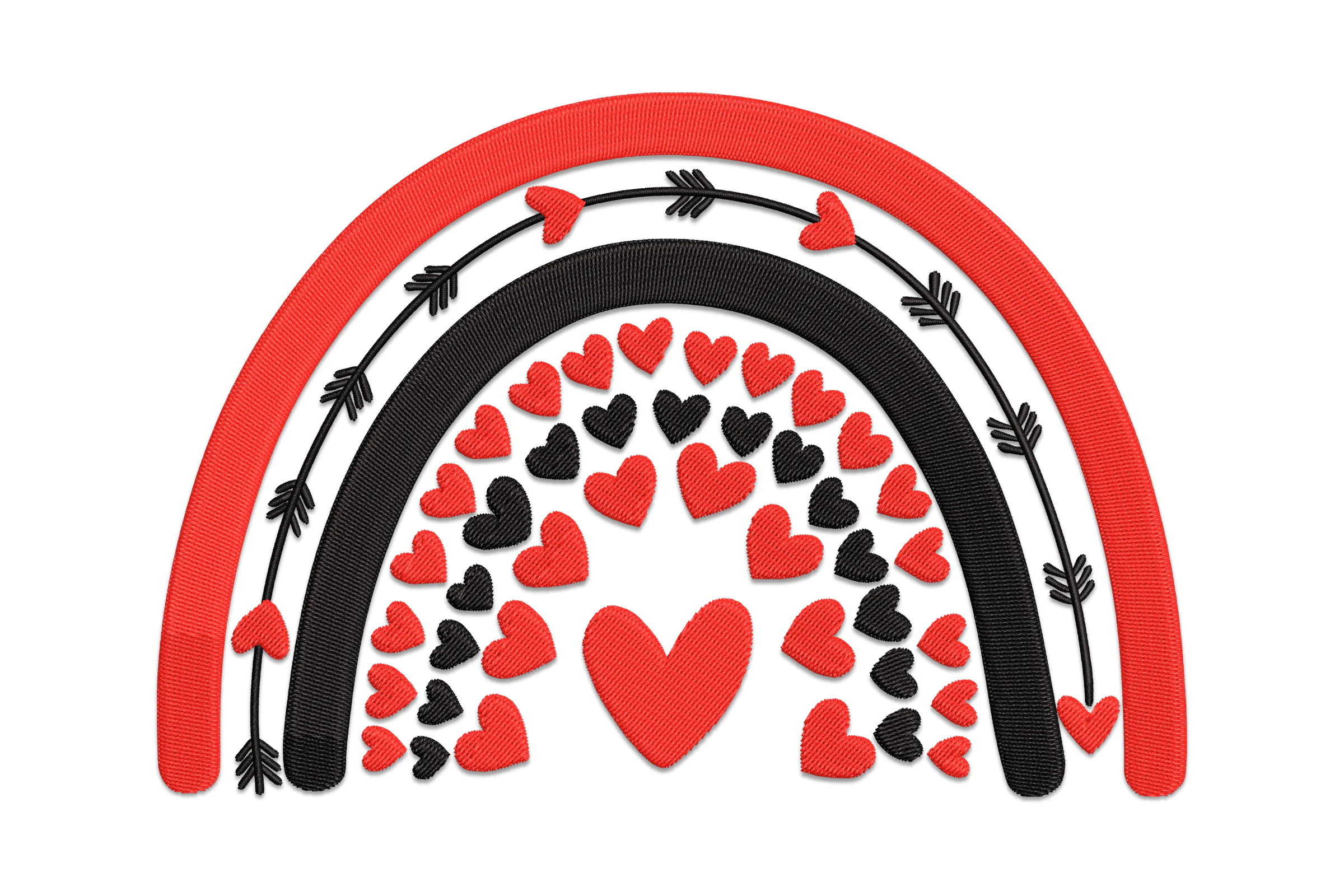 Valentine's Day Sketch Rainbow Embroidery Design File