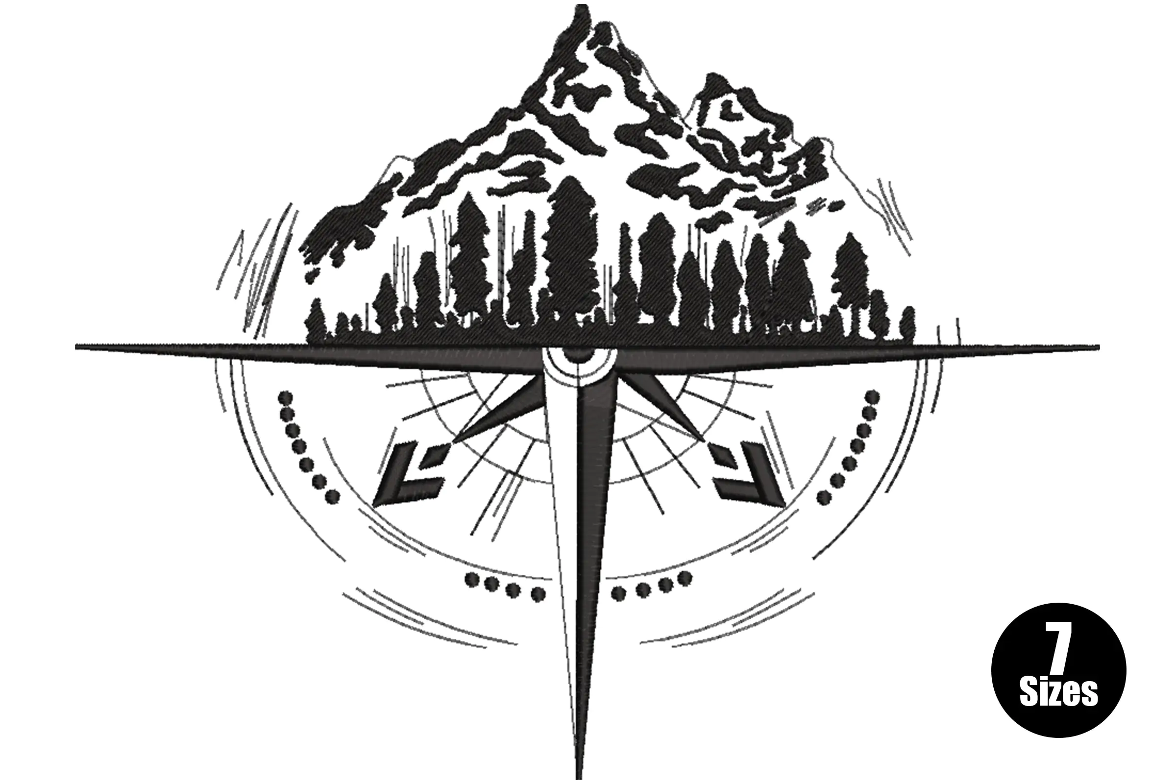 Nautical Compass Embroidery Design