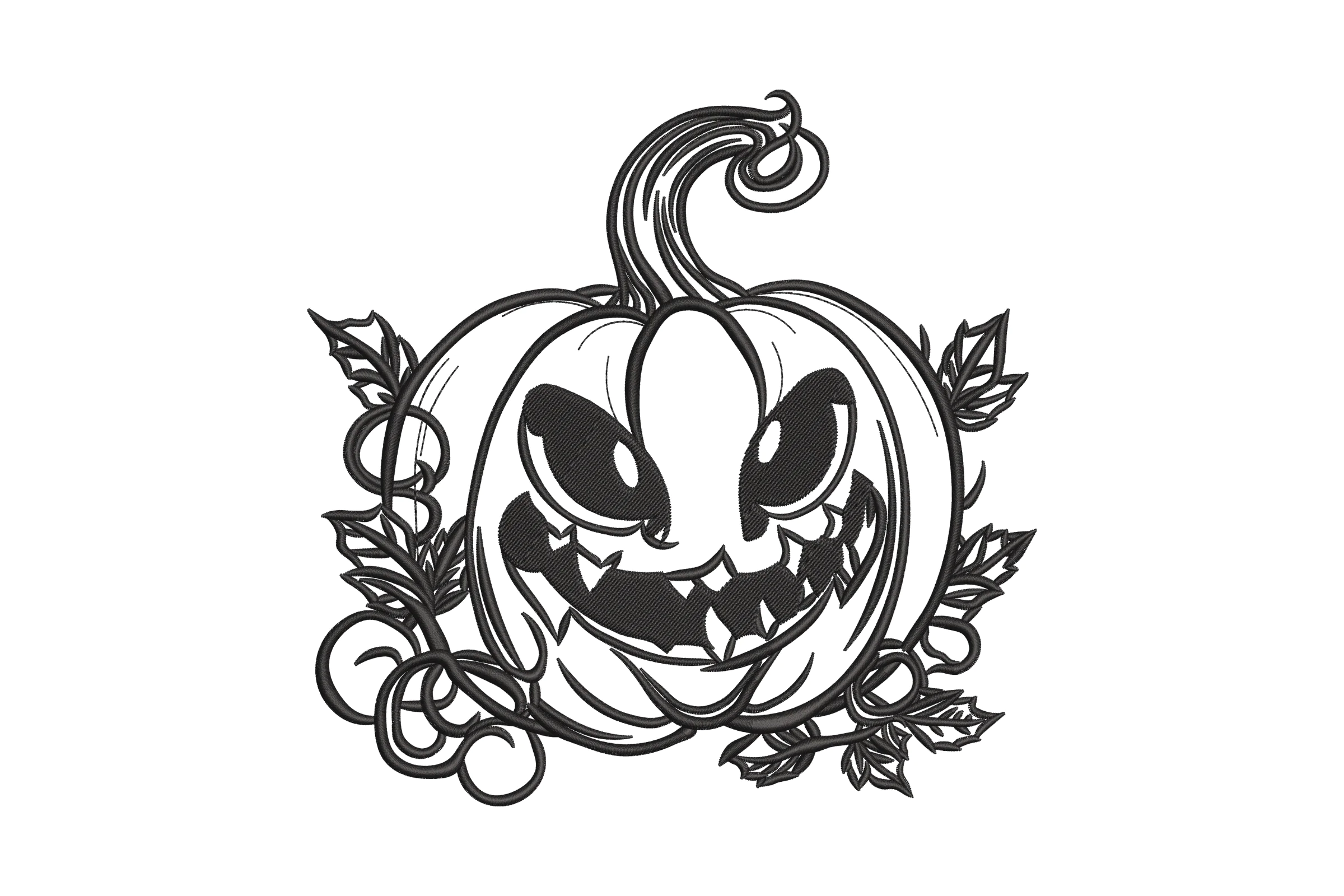 Halloween Pumpkin with Evil Smile Embroidery Design
