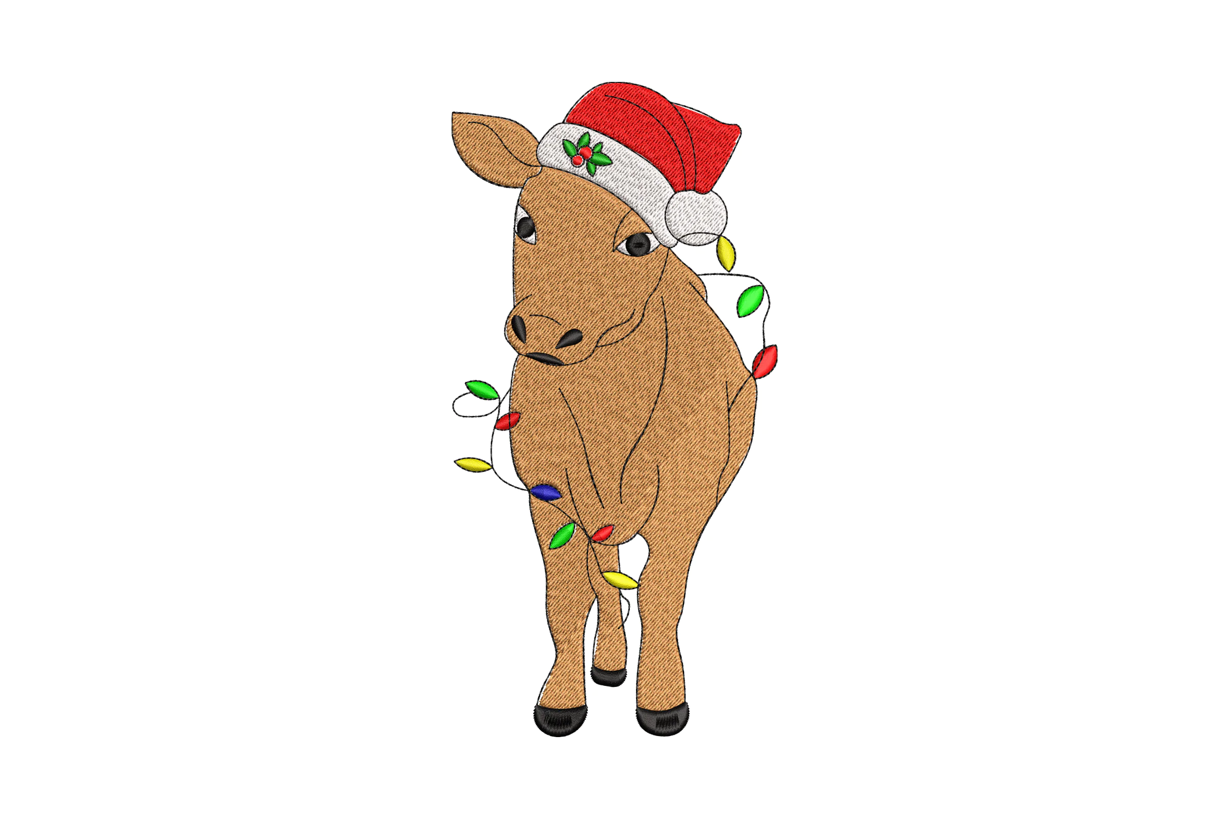 Christmas Cow Machine  Embroidery Design