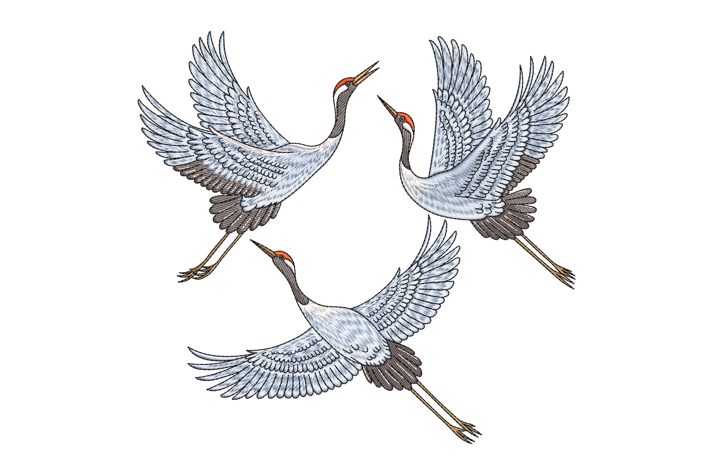Cranes in Flight Embroidery Design File