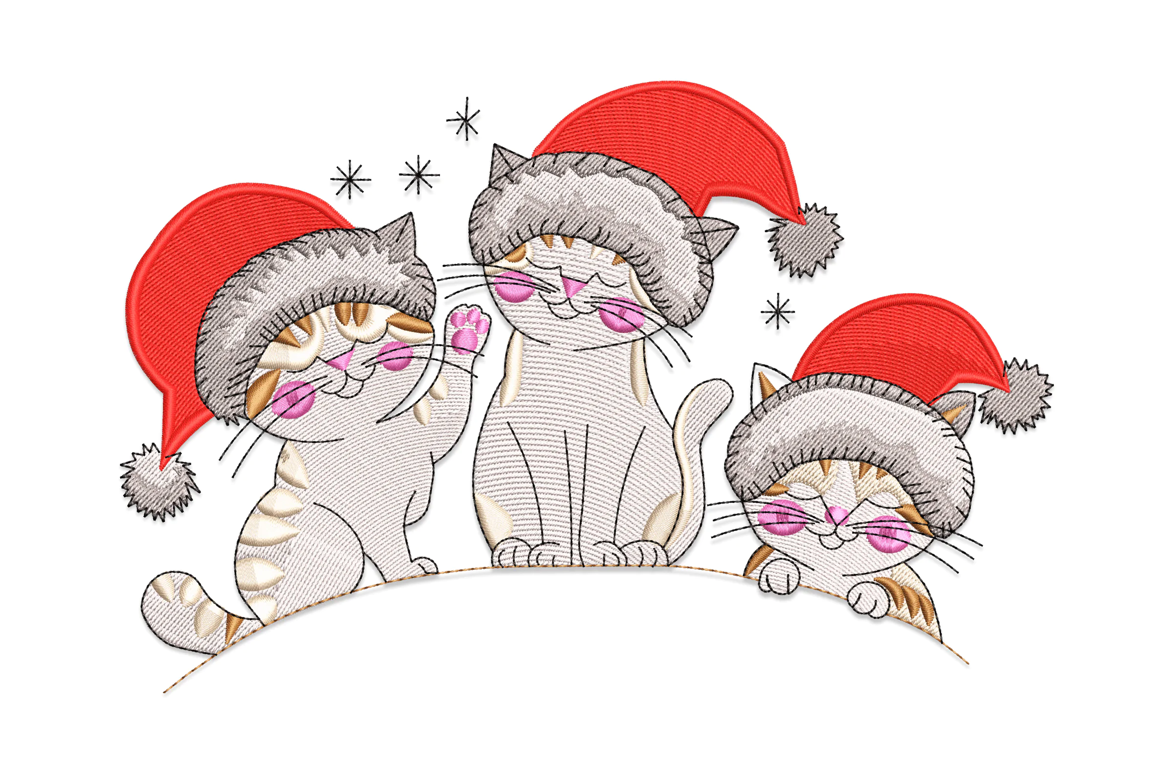 Christmas Cat Santa Hat Embroidery Design