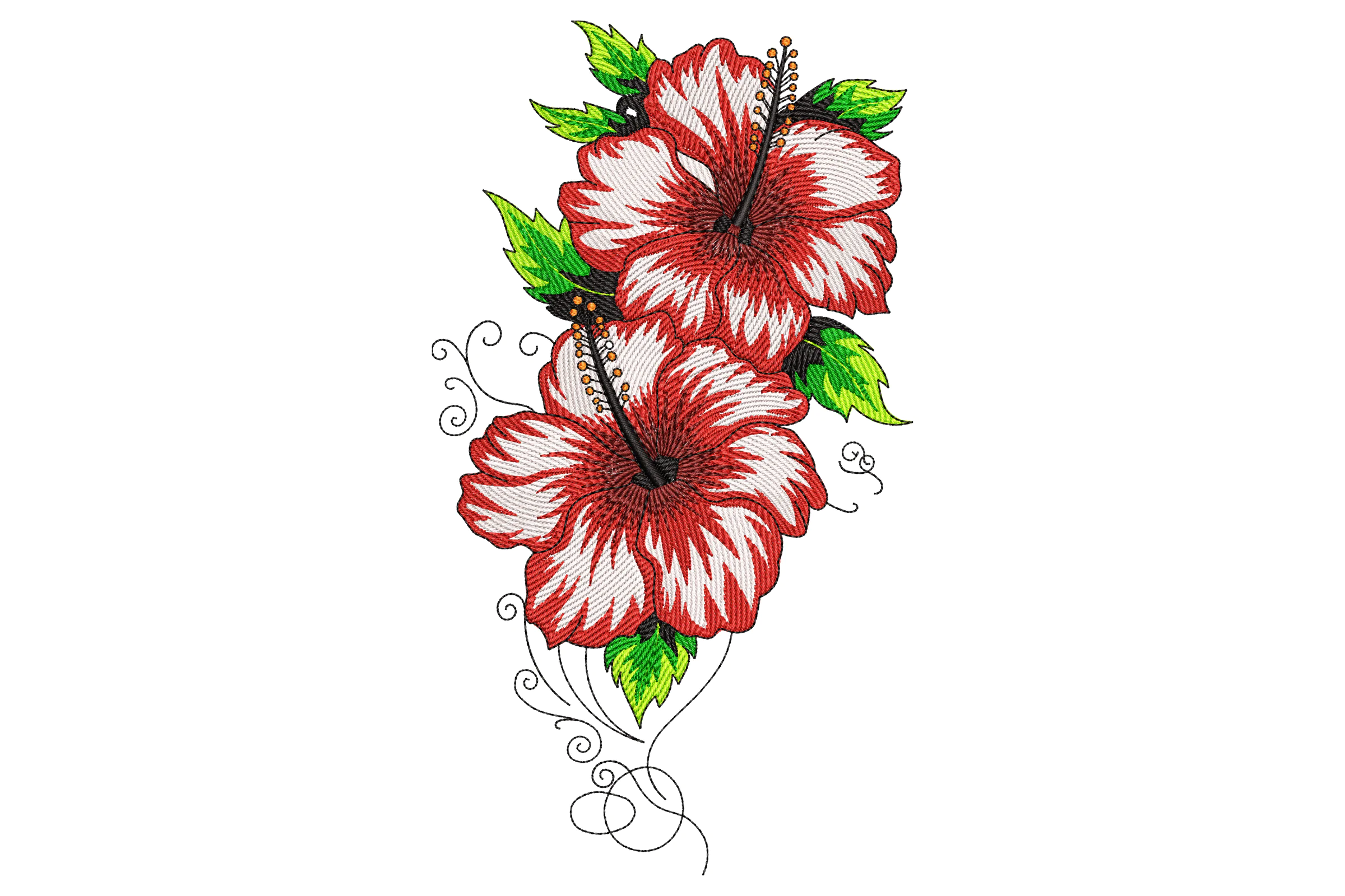 Exotic Hibiscus Flower Embroidery Design