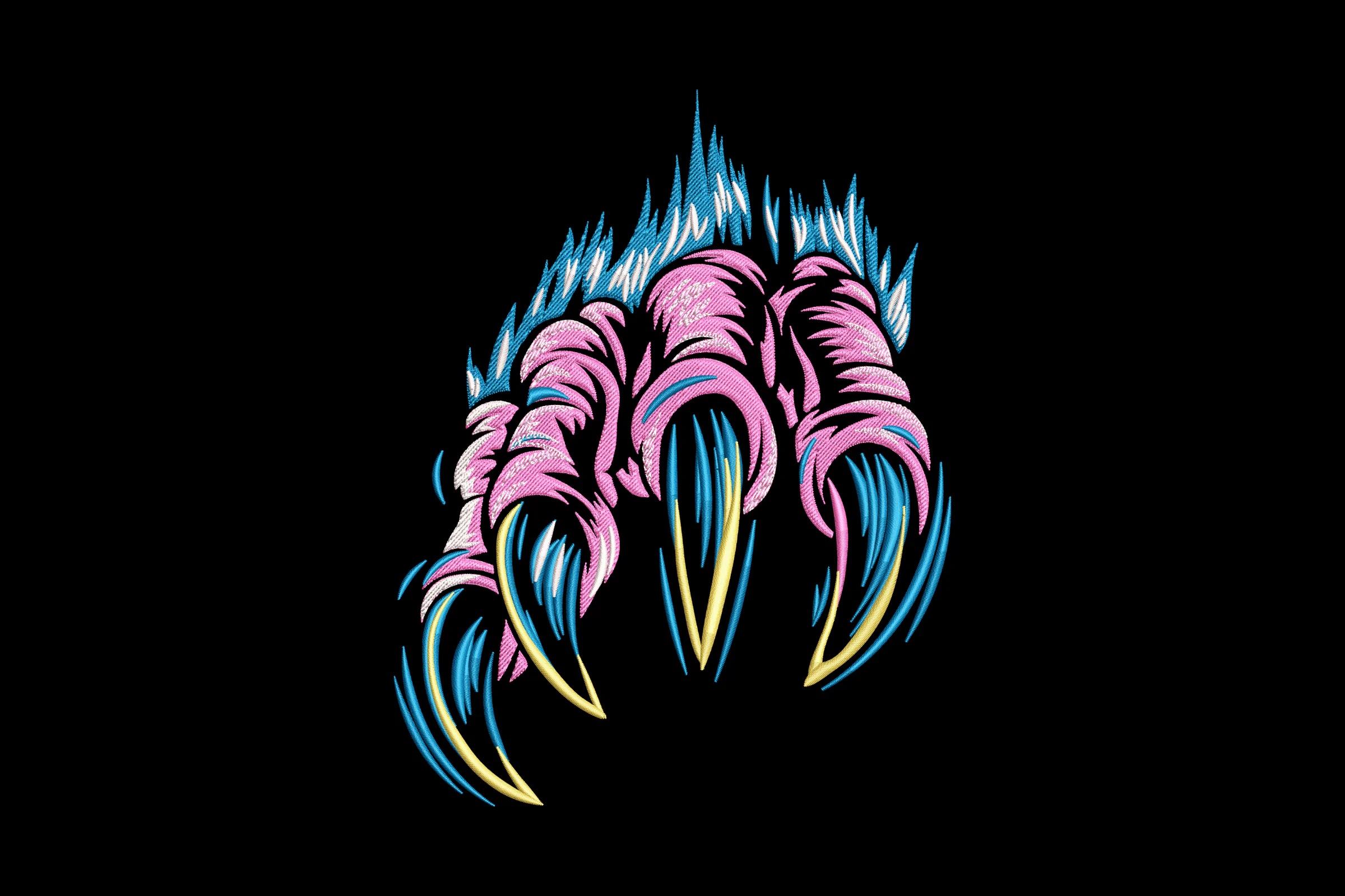 Pink Bear Claw Embroidery Design