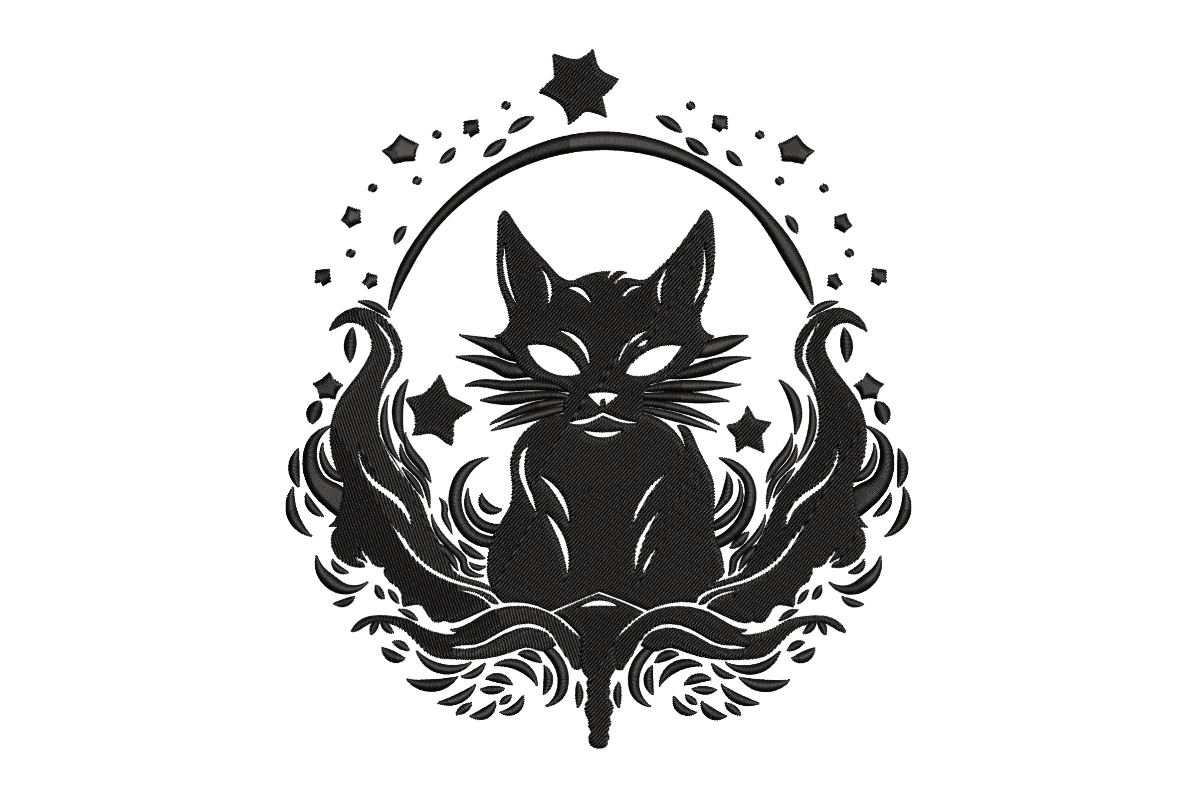 Halloween Black Cat Embroidery Design
