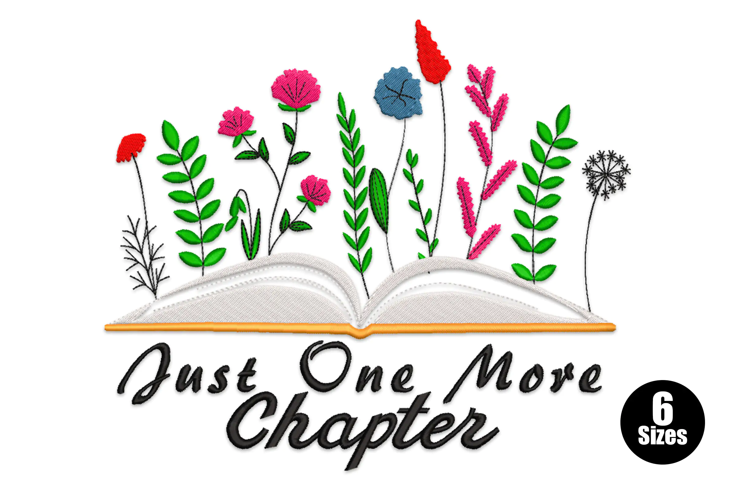 Book with Flowers Machine  Embroidery Design File
