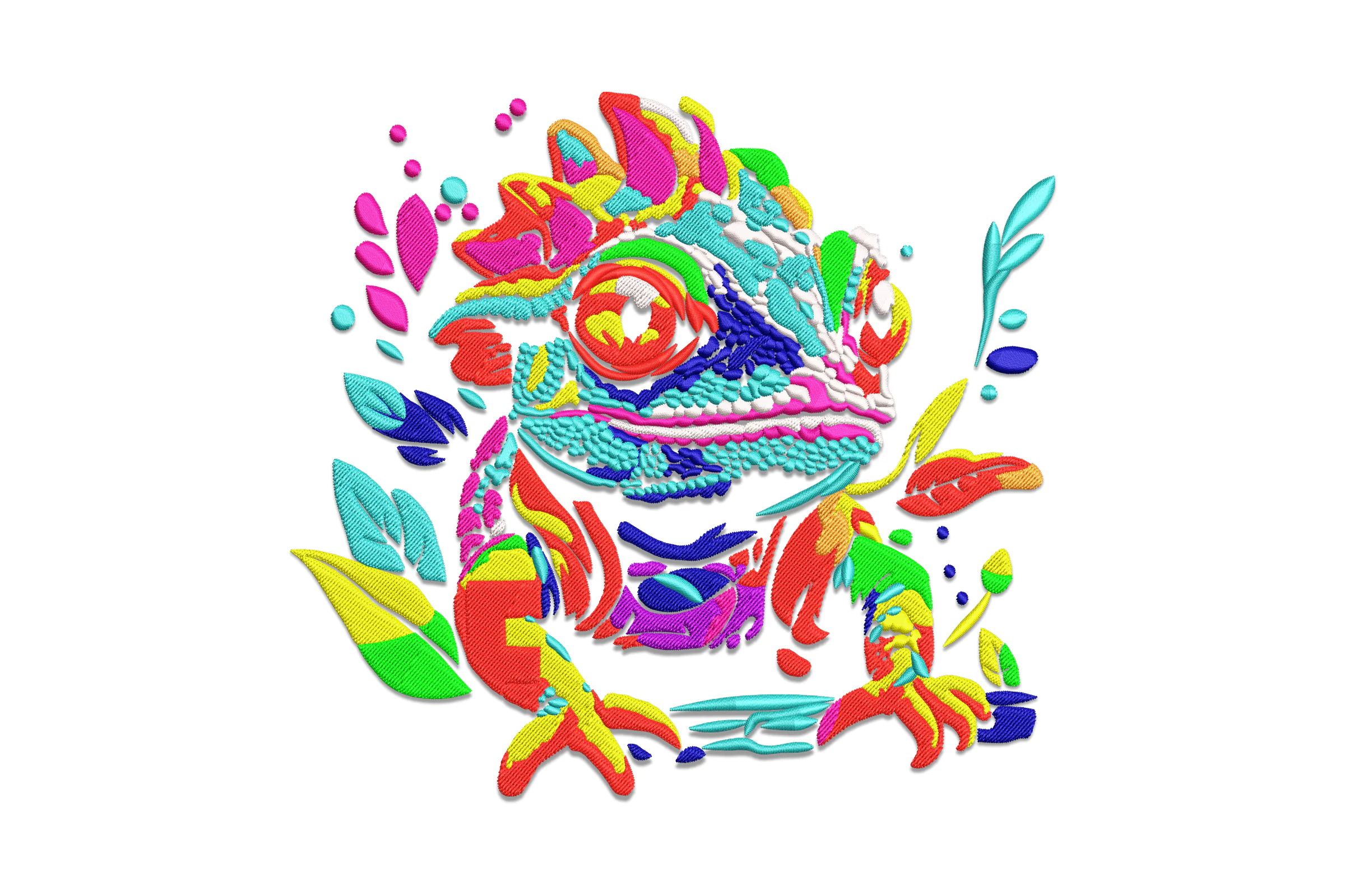 Colorful Frog Embroidery Design
