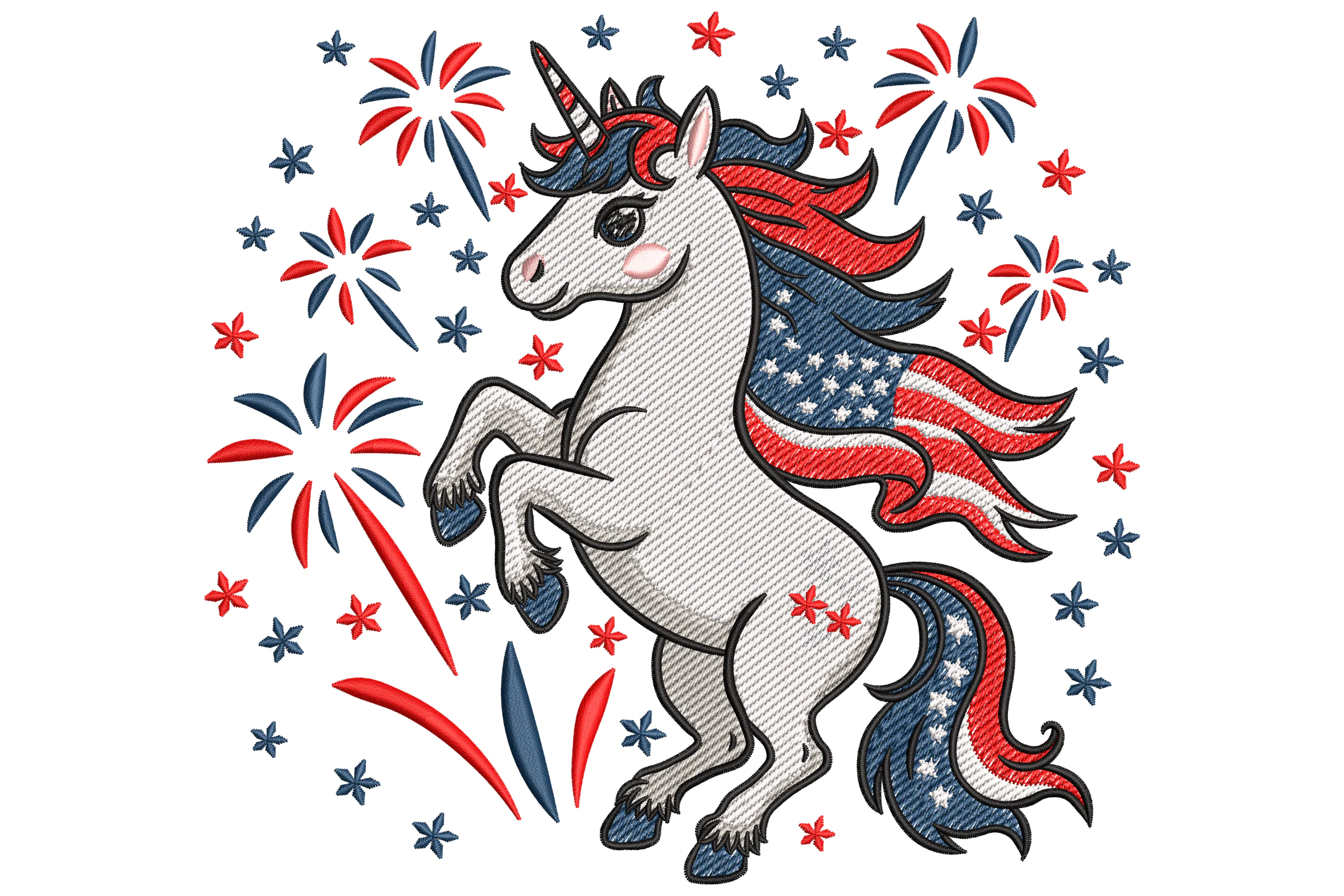 Patriotic Unicorn Embroidery Design