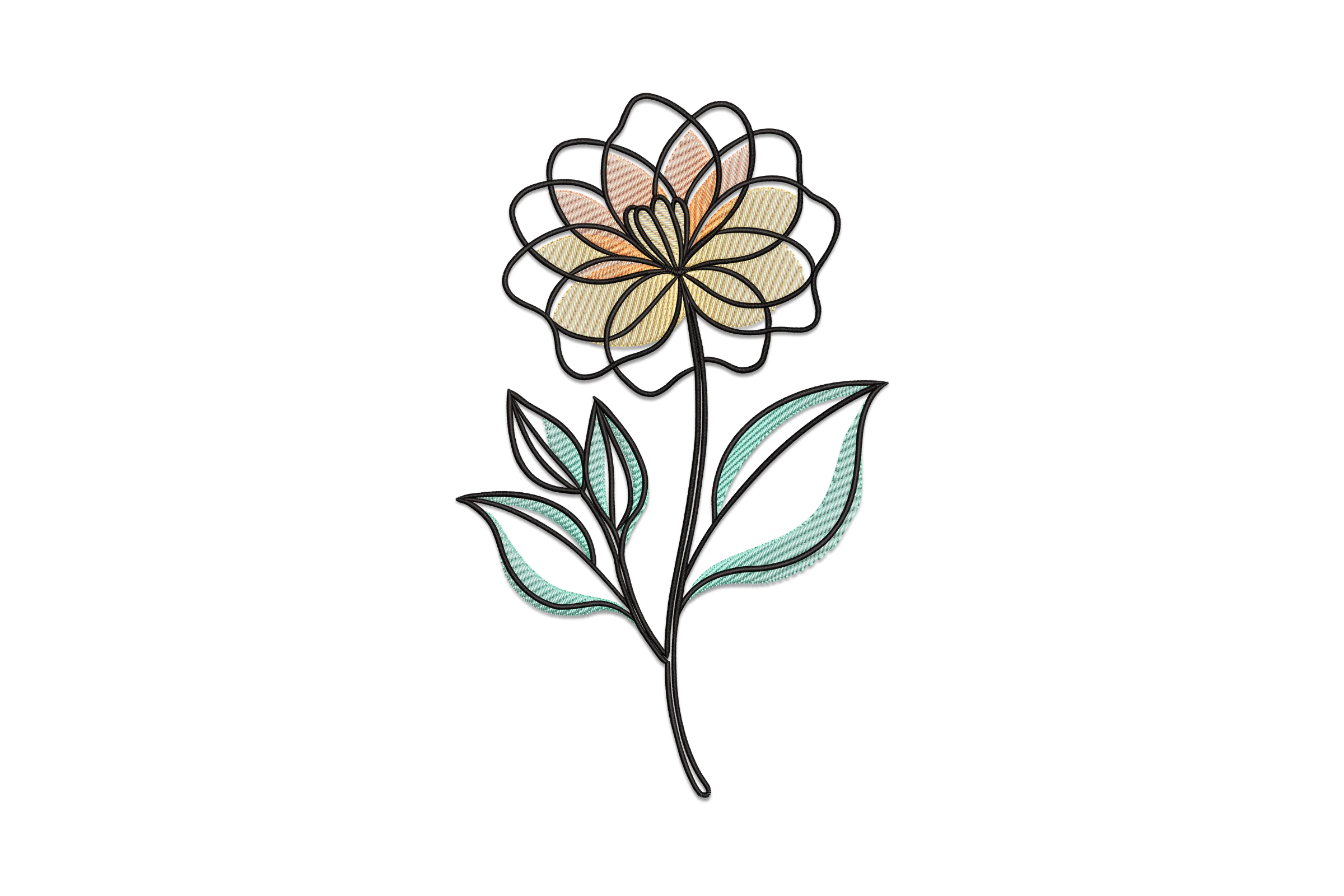 Flower Line Art Embroidery Design
