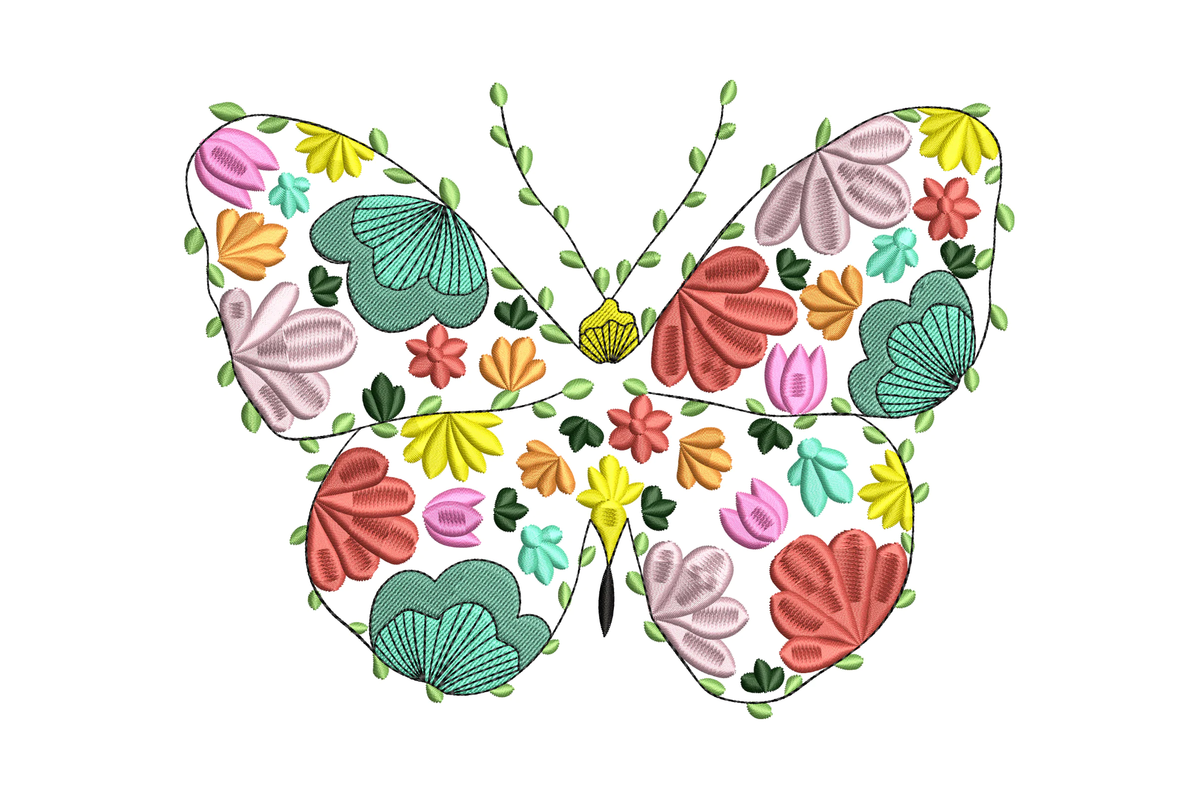 Floral Butterfly Machine  Embroidery Design