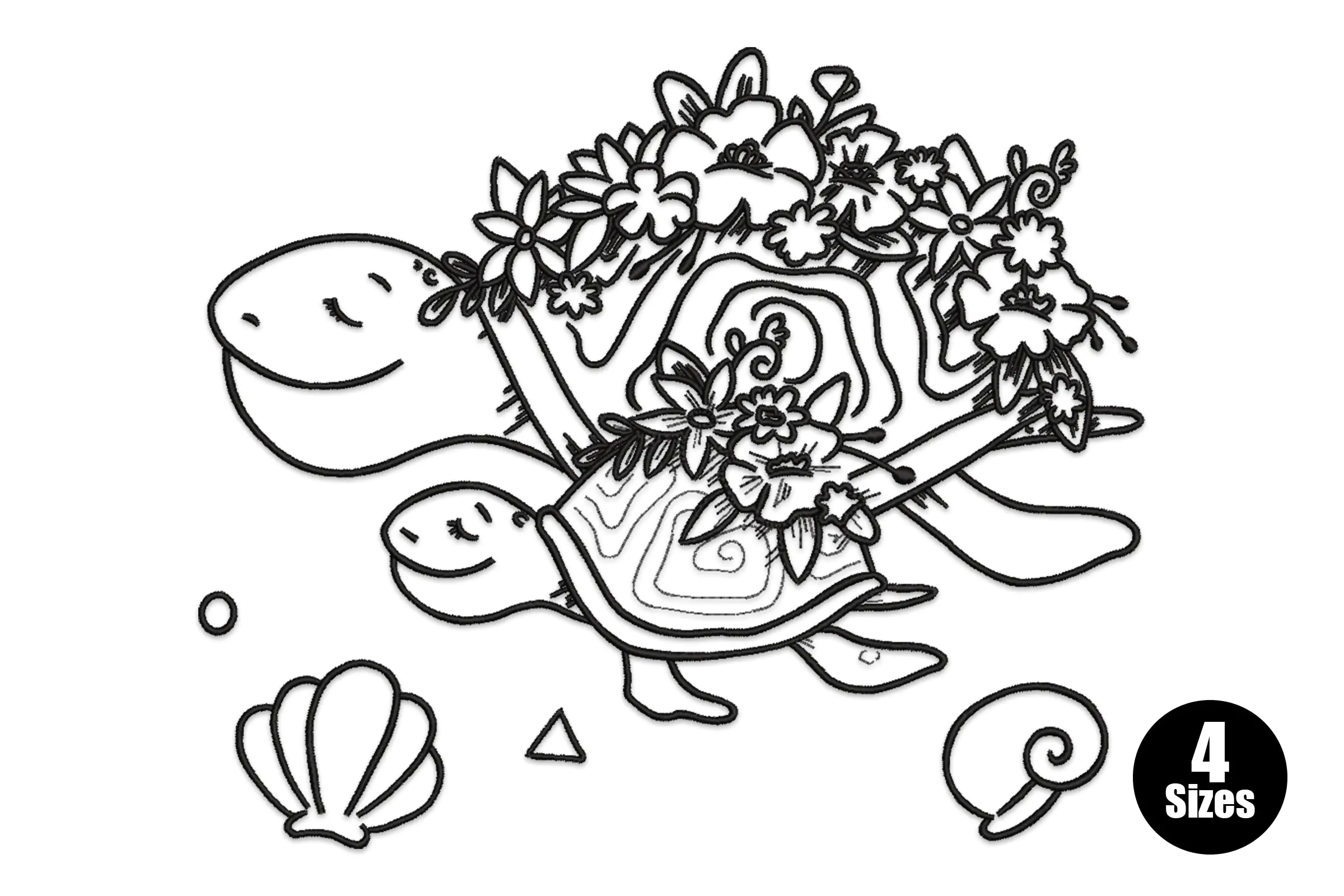 Cute Sea Turtle Embroidery Design