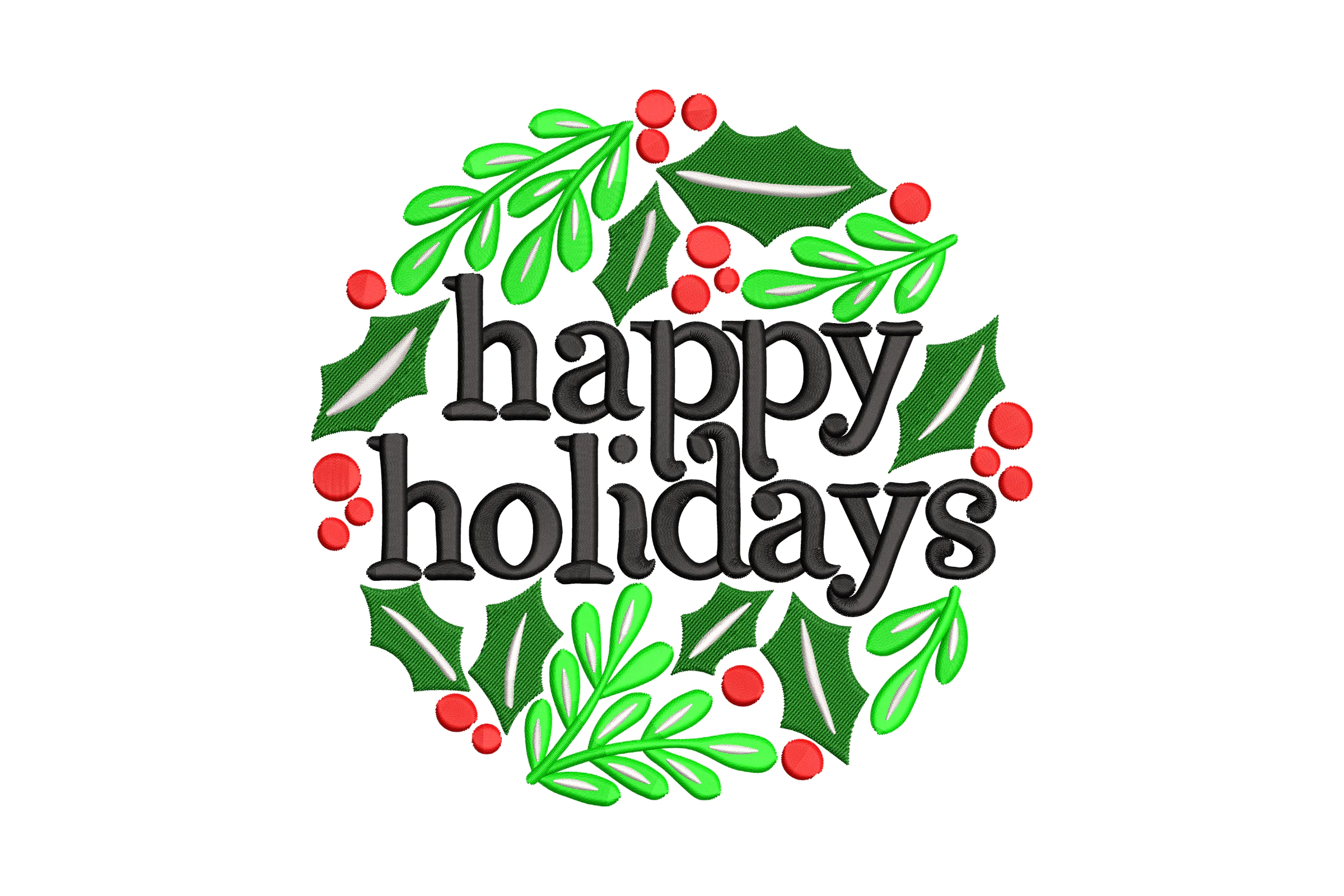 Happy Holidays Embroidery Design