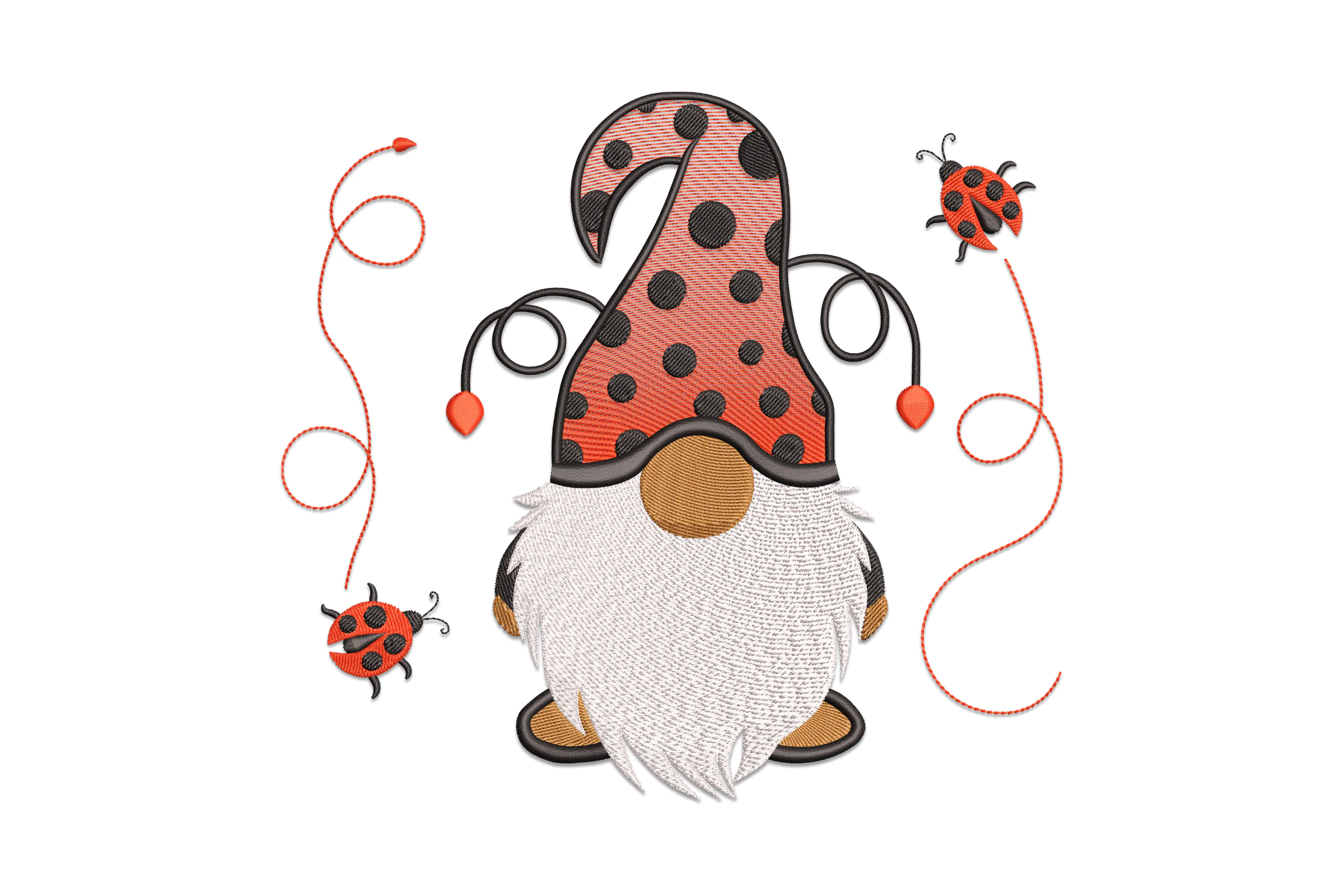 Ladybug Gnome Embroidery Design Pattern