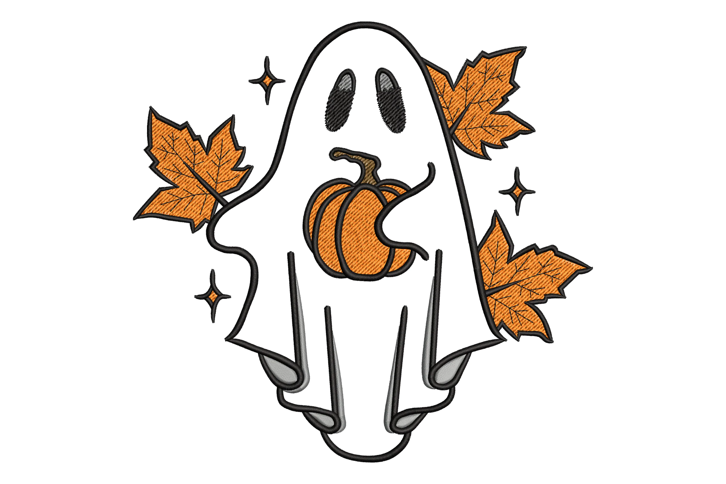 Pumpkin Ghost Embroidery Design