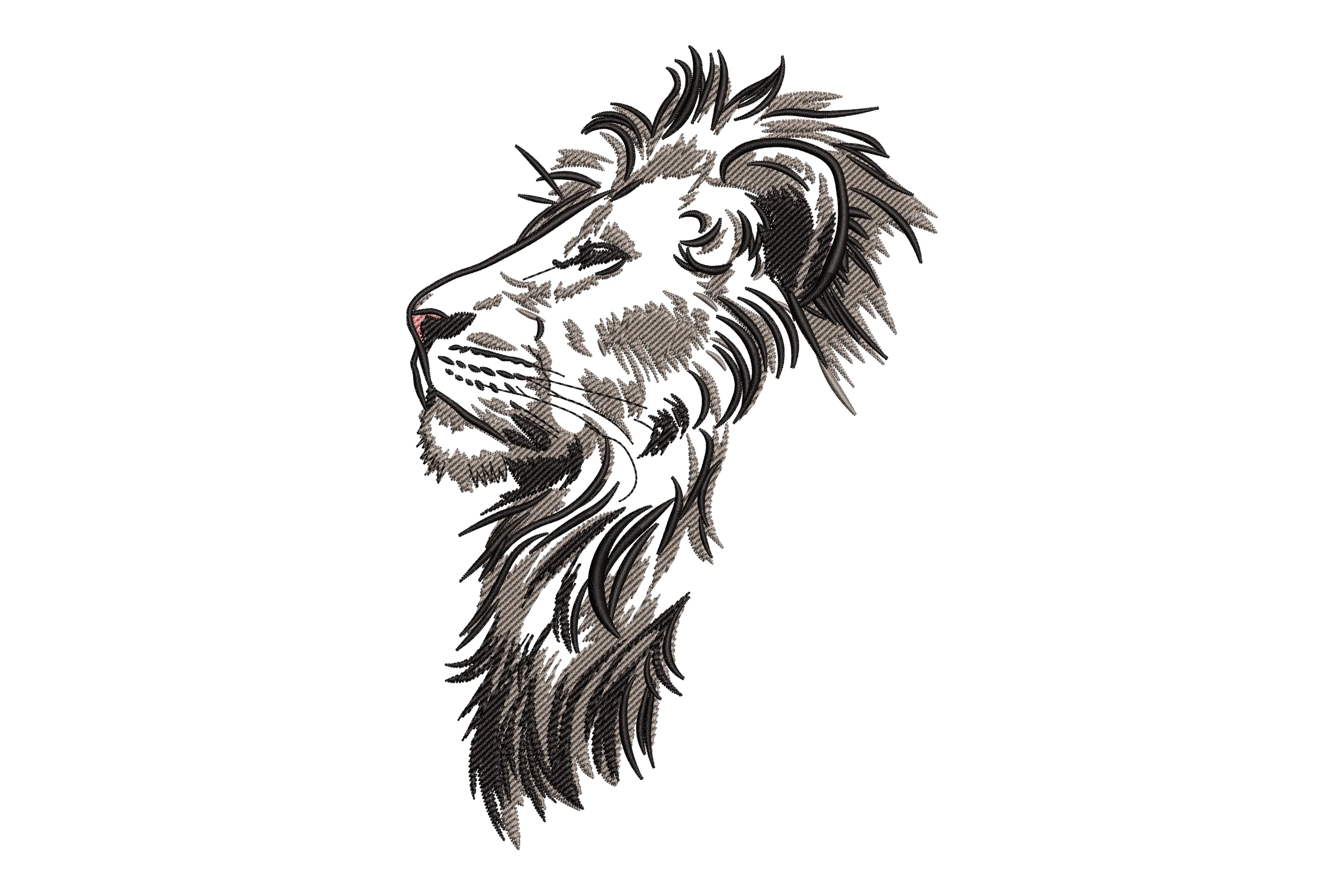 Majestic Lion Profile Embroidery Design