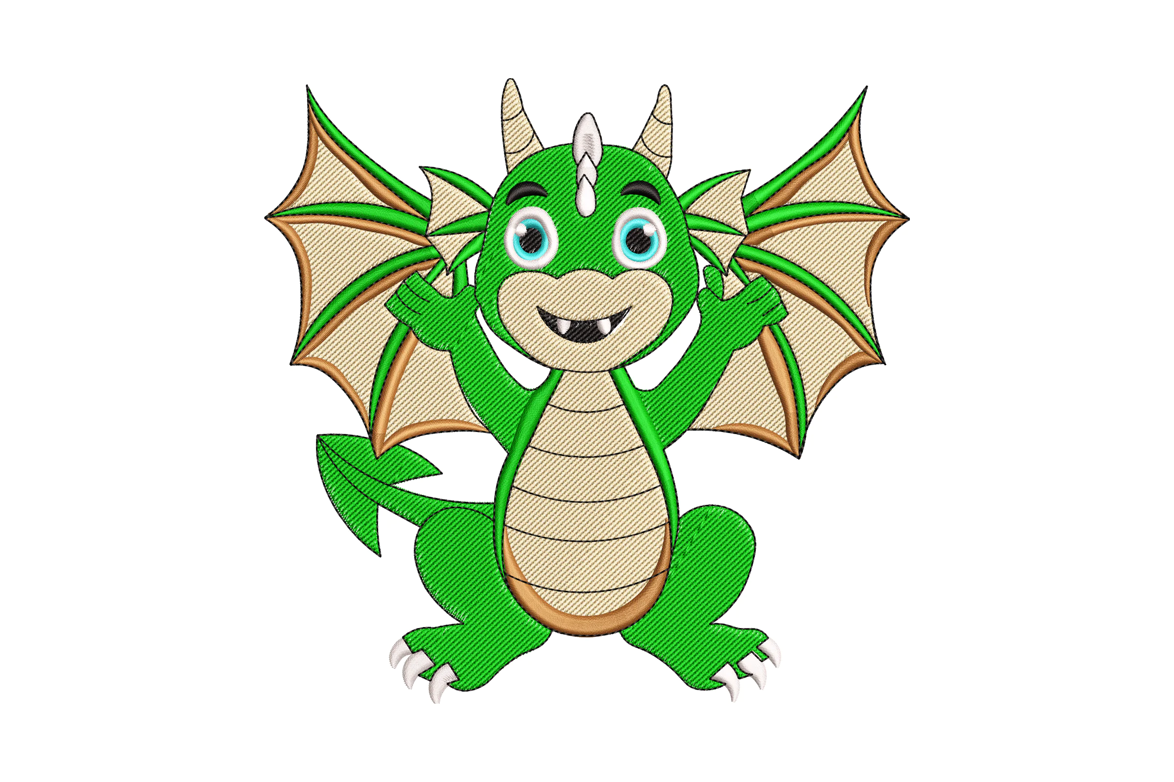 Adorable Green Dragon Embroidery Design