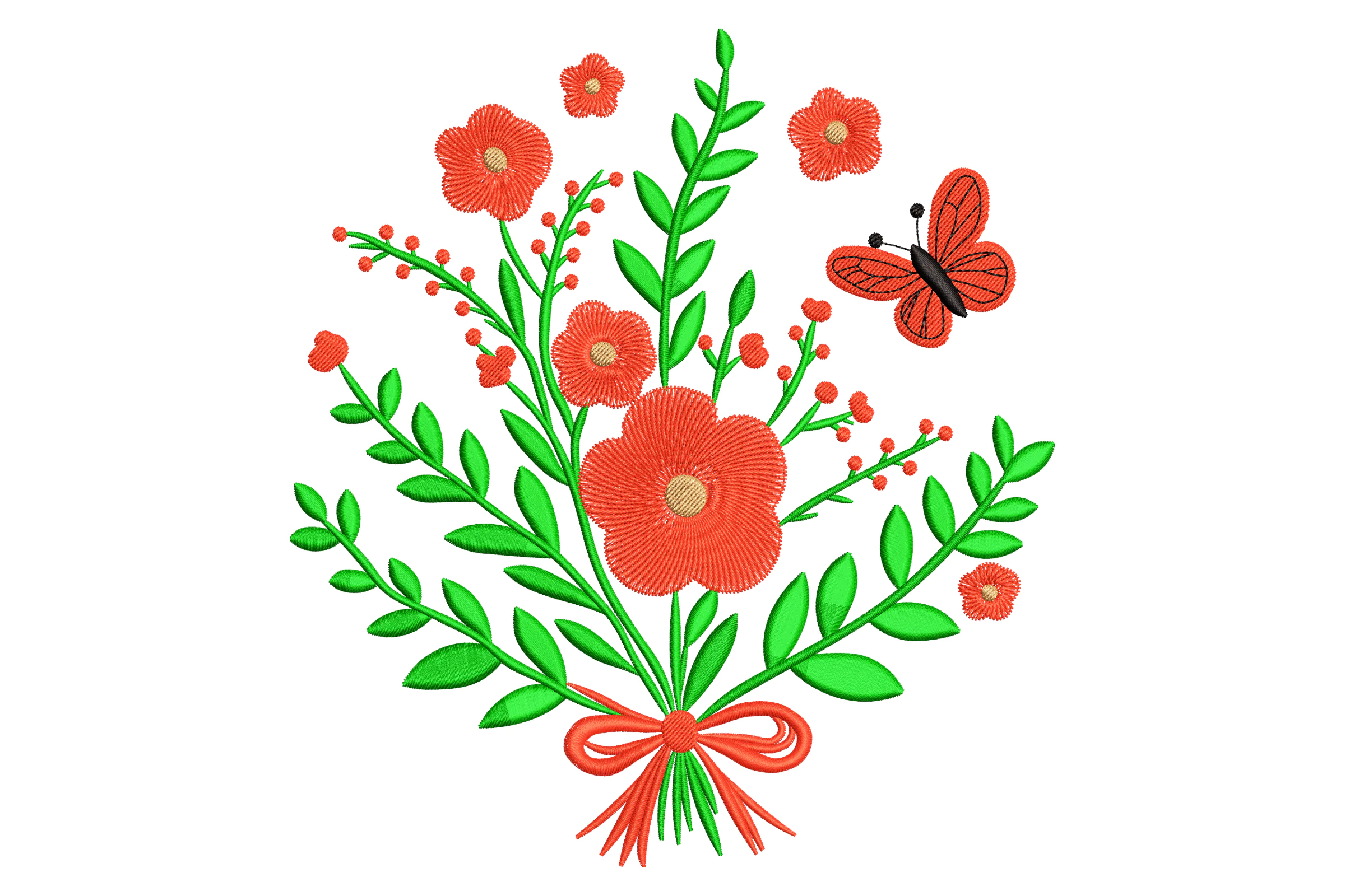 Artistic Floral Bouquet Embroidery Design