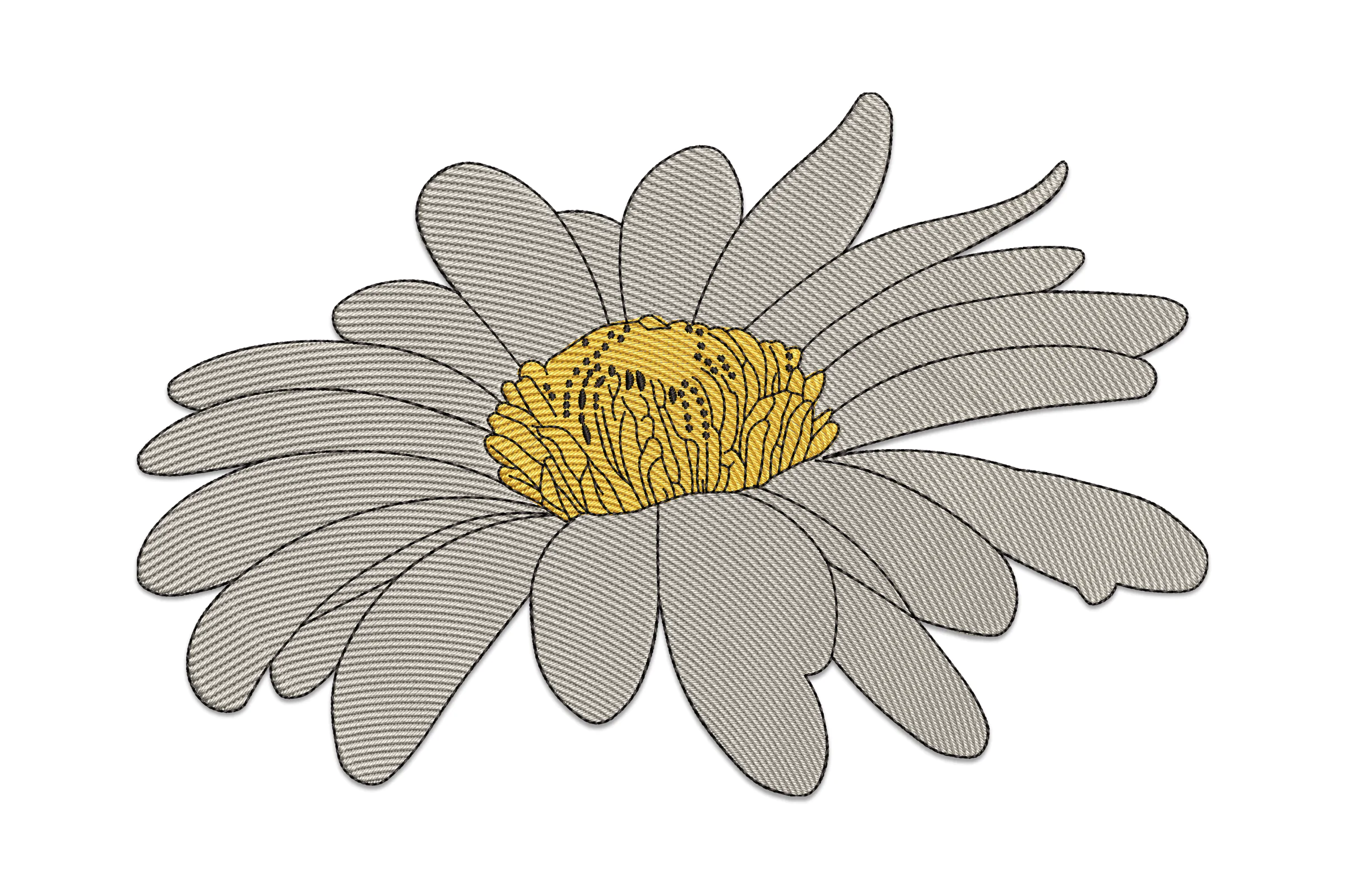 Heart Daisy Embroidery Design