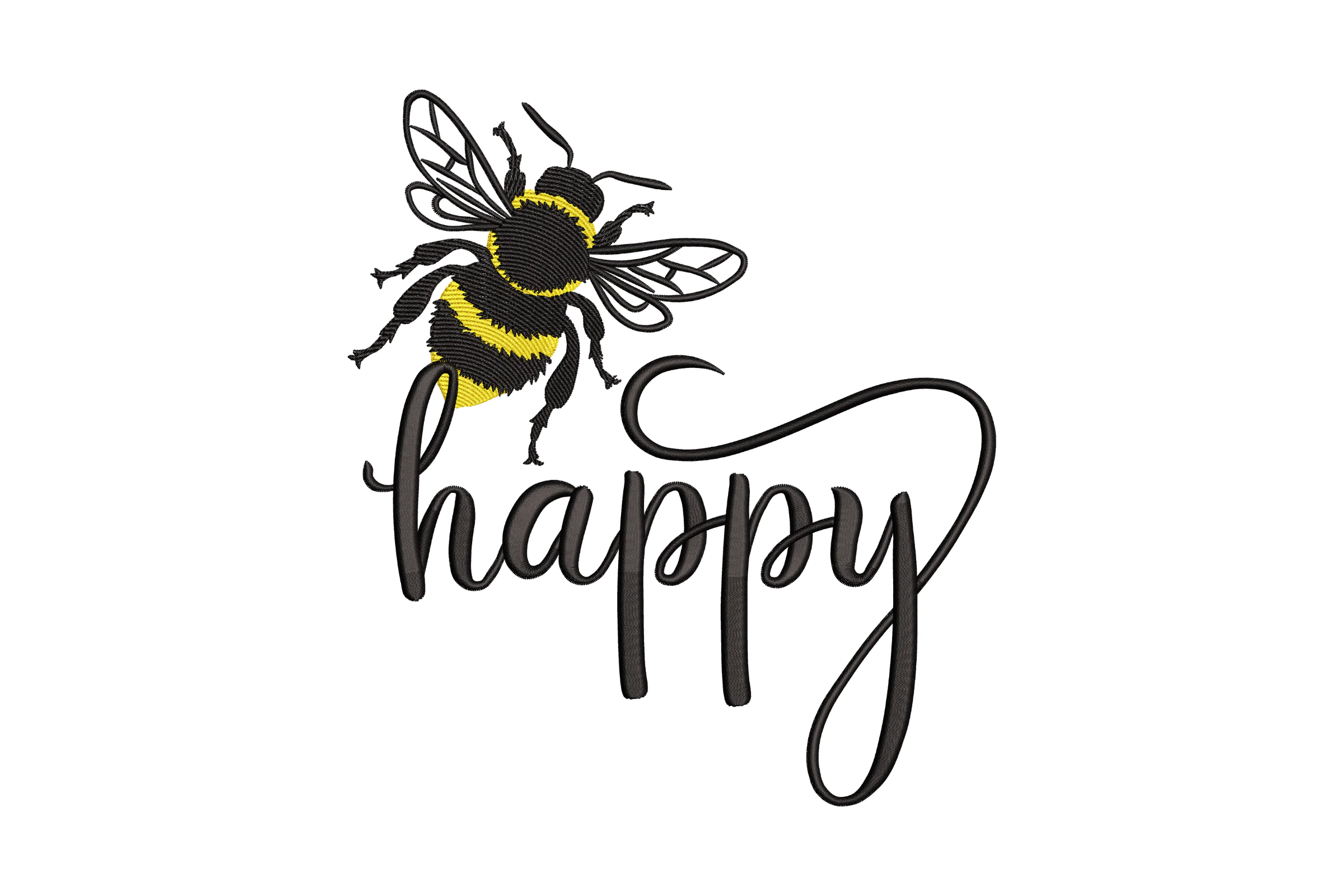 Bee Happy Embroidery Design Pattern