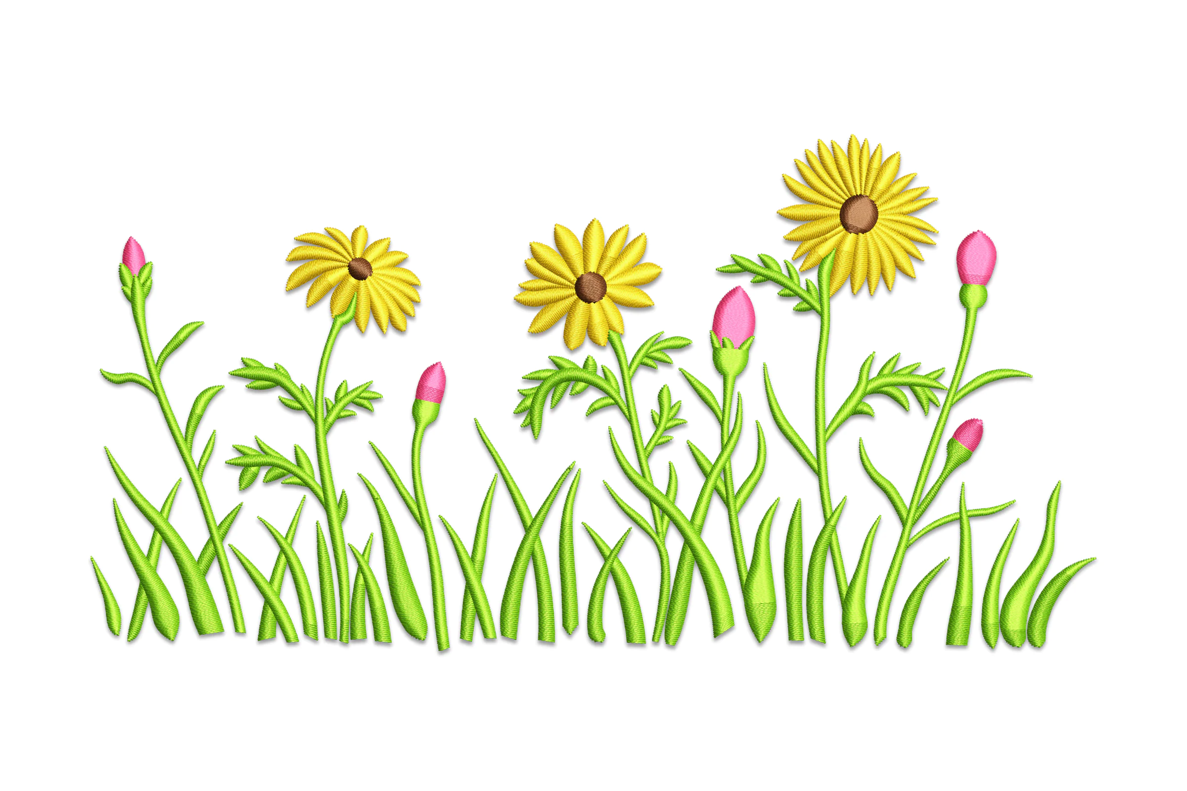 Grass Wildflower Embroidery Design