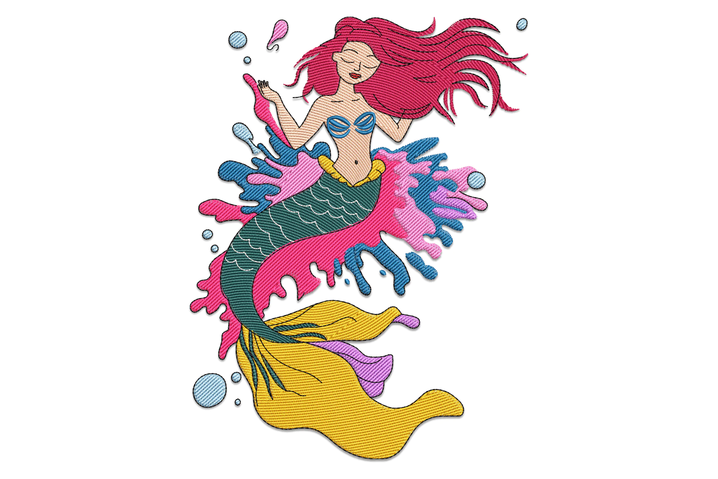 Princess Little Mermaid Embroidery Design