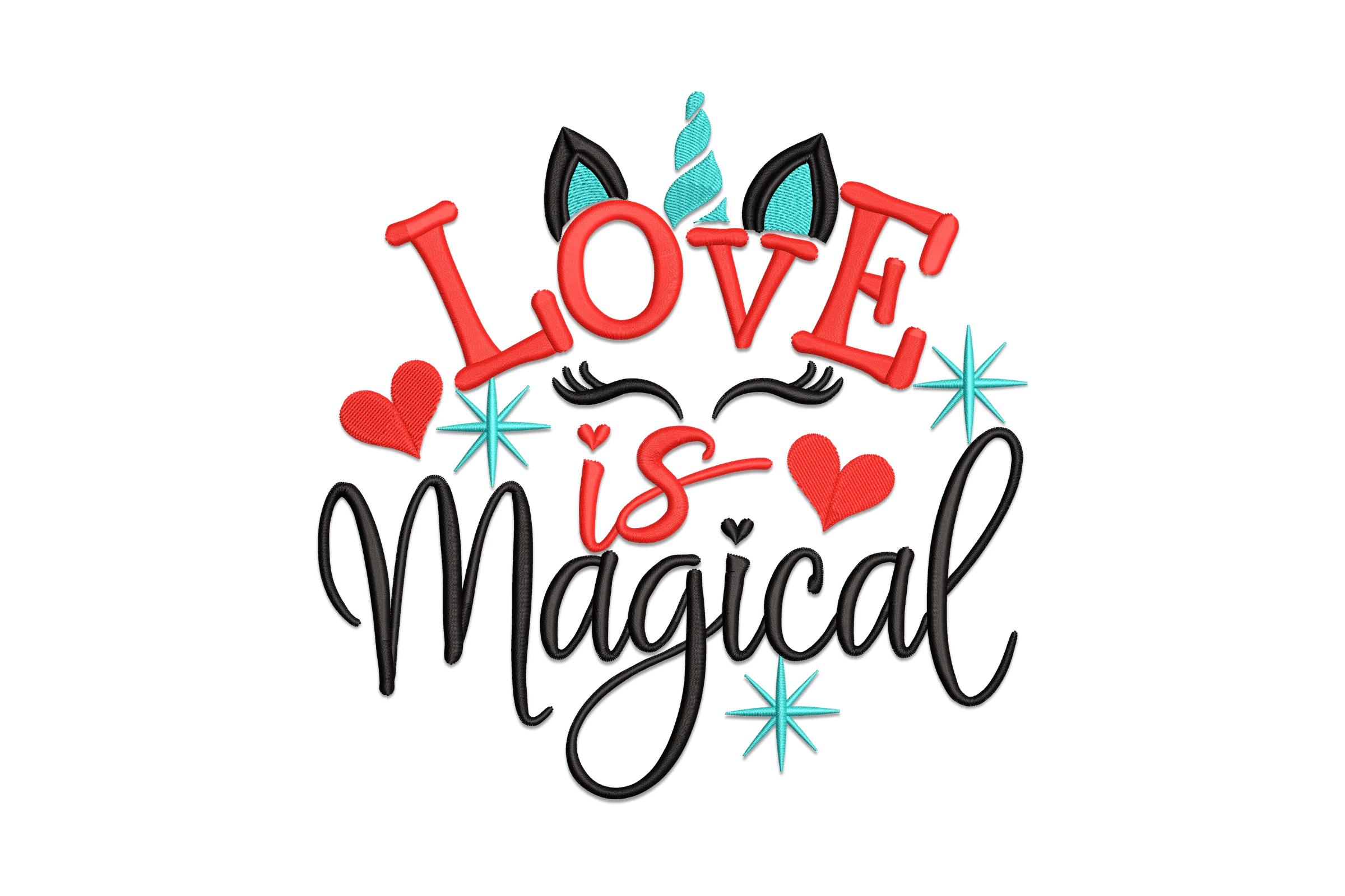 Love is Magical Unicorn Embroidery Design