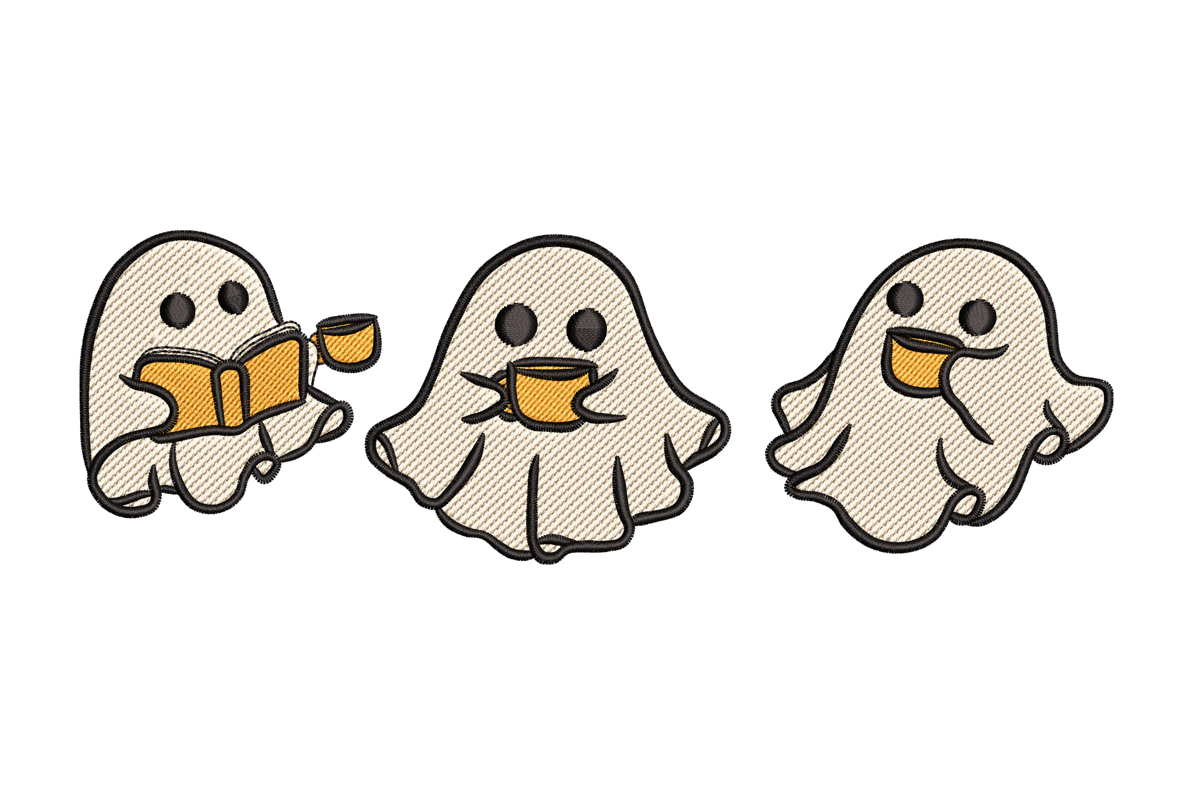 Ghosting You for Books and Coffee Embroidery Design
