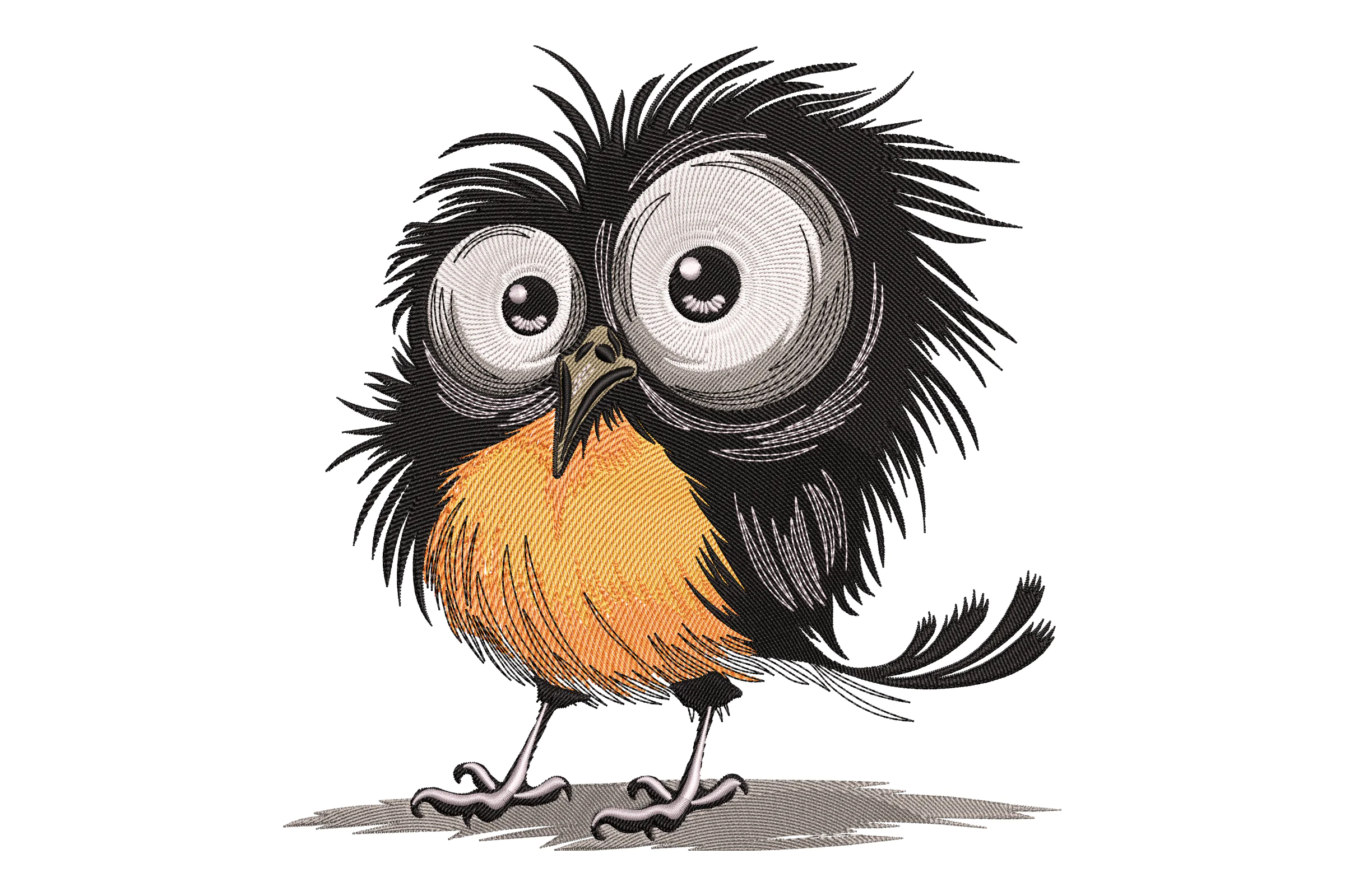 Bird with Big Eyes Embroidery Design