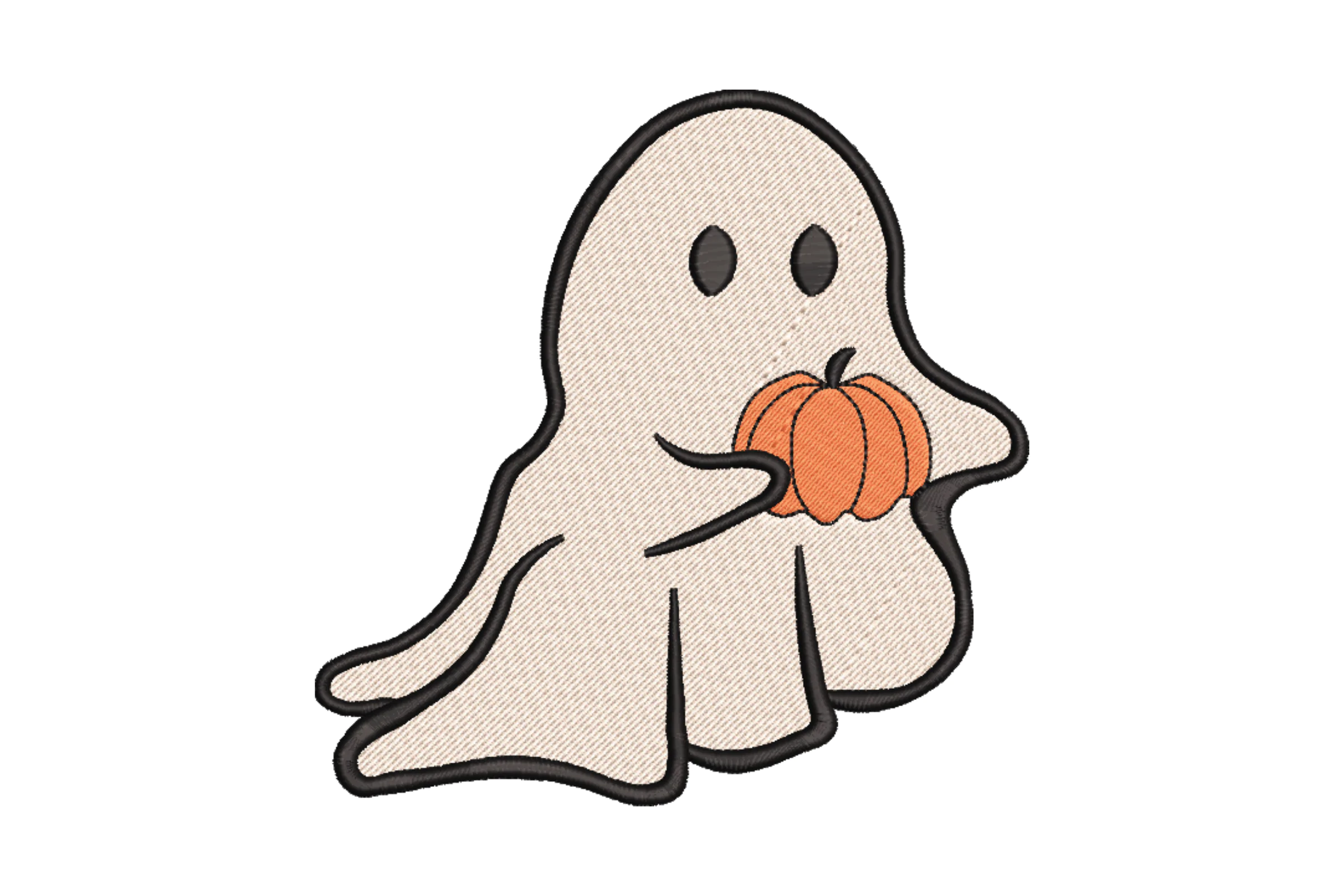 Charming Ghost Holding Pumpkin Embroidery Design