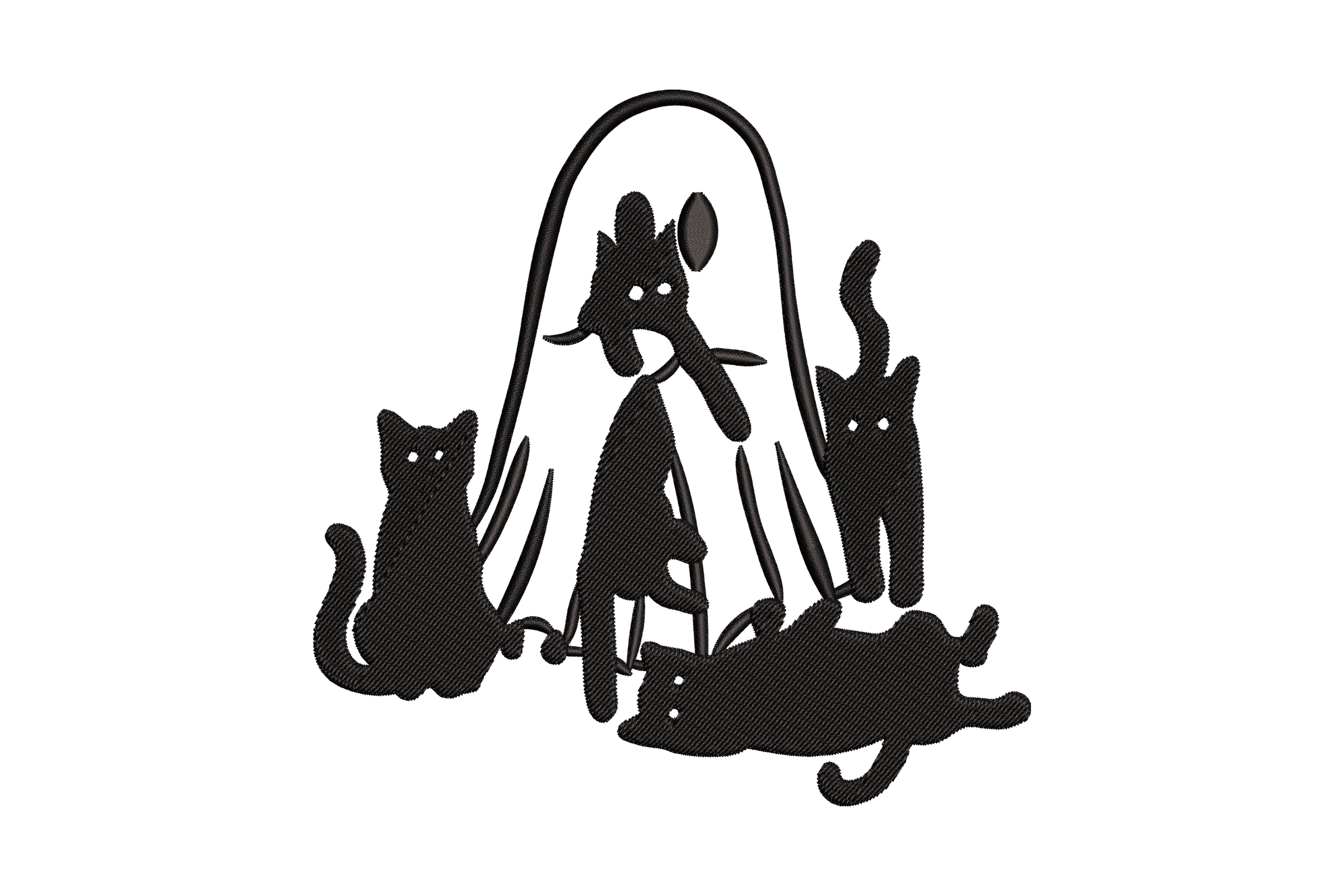 Ghost with Cats Embroidery Design File